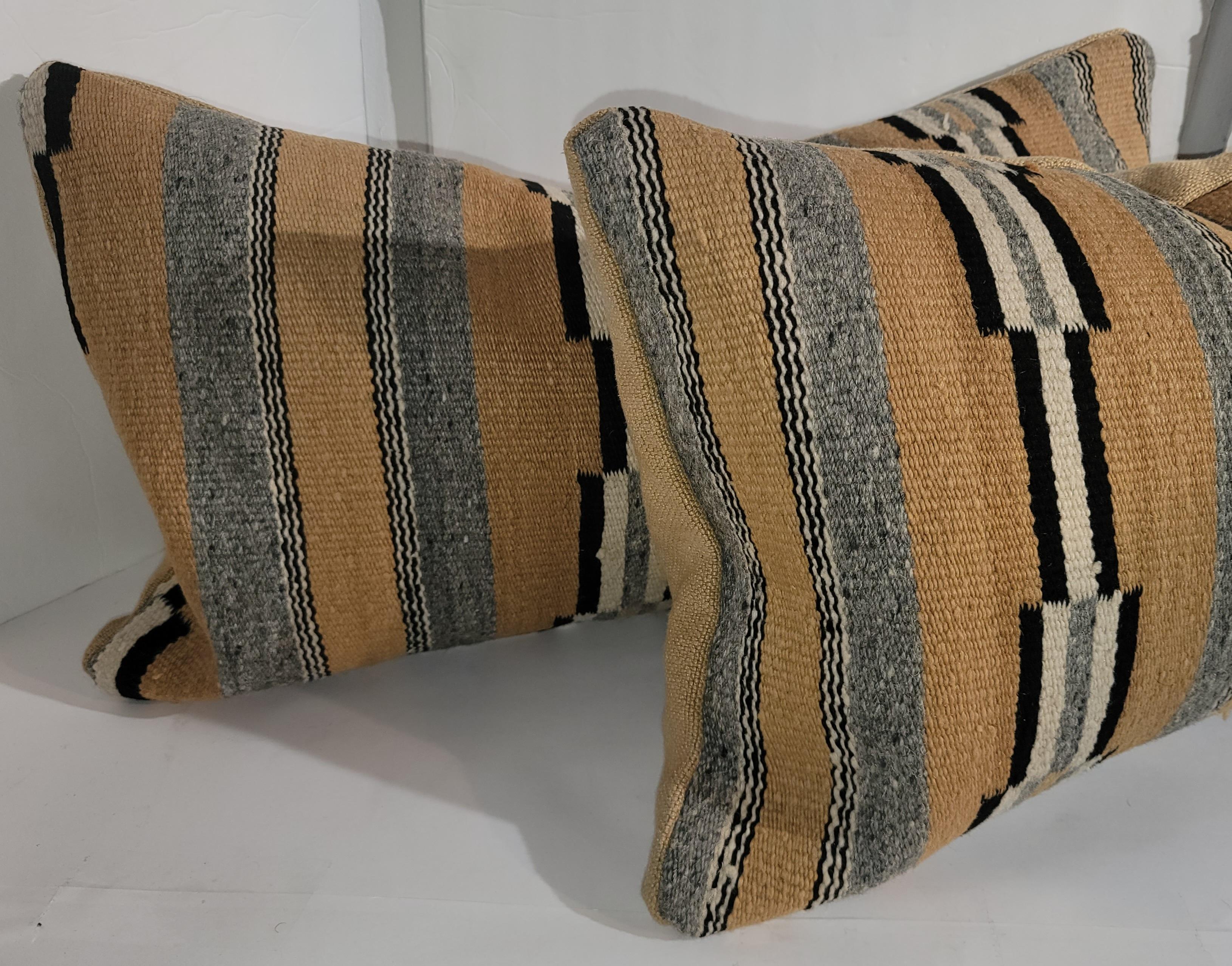 Hand-Woven Pair of Chinle Navajo Indian Weaving Bolster Pillows -2 For Sale