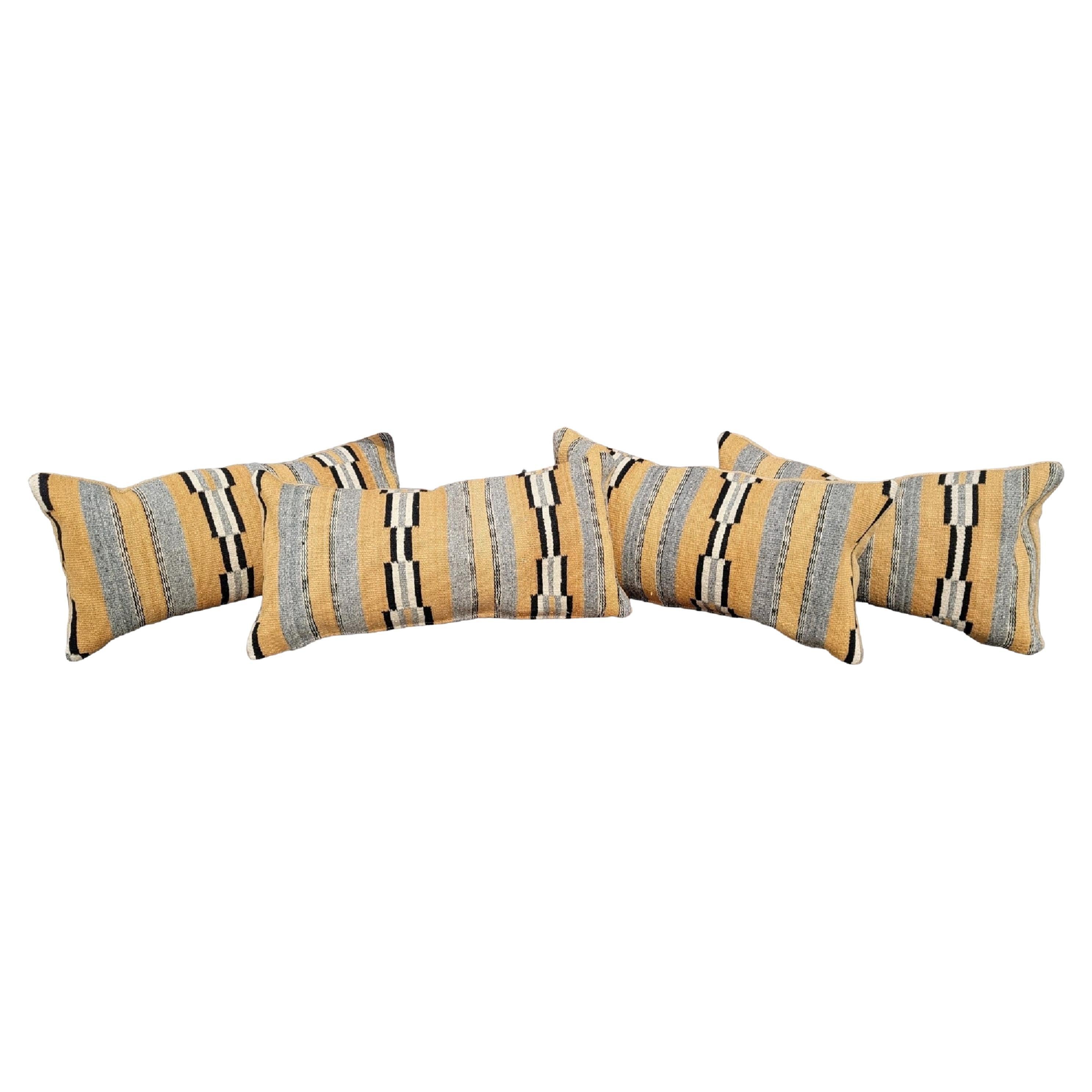 Pair of Chinle Navajo Indian Weaving Bolster Pillows -2 For Sale