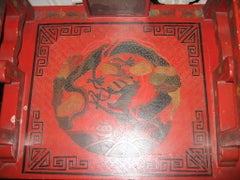 Pair of Chinoiserie Armchairs in Red Lacquer