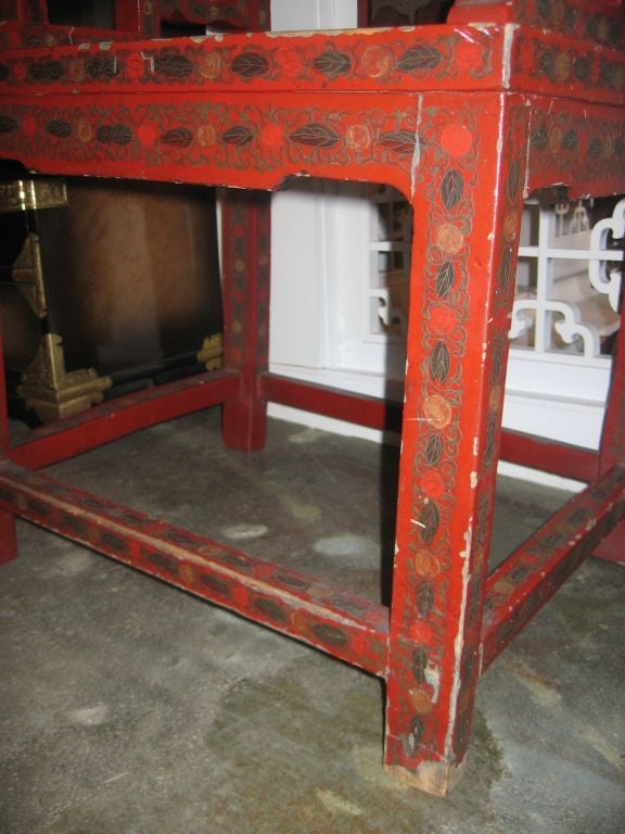 19th Century Pair of Chinoiserie Armchairs in Red Lacquer For Sale