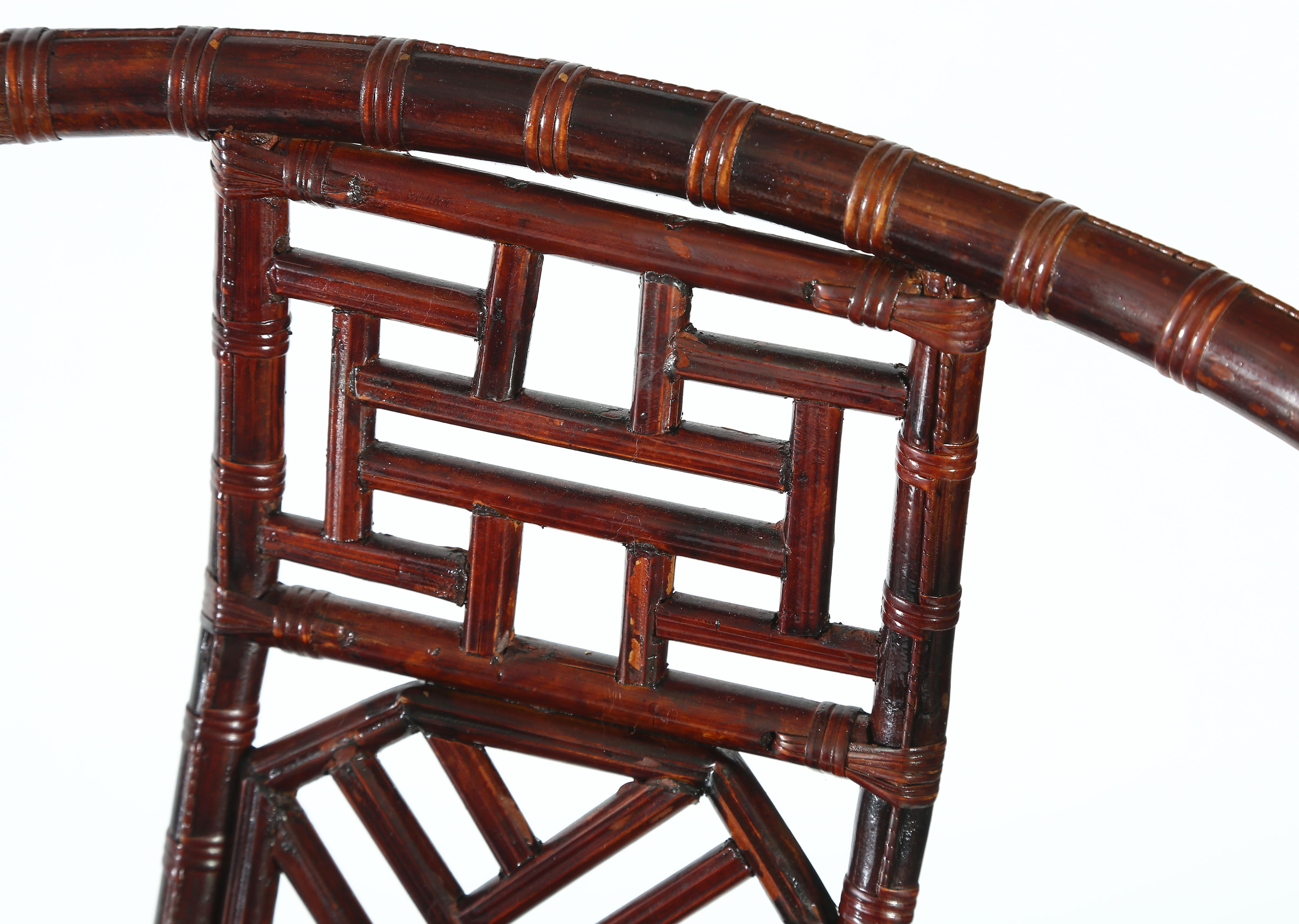 Pair of Chinoiserie Bamboo Horseshoe Chairs 1