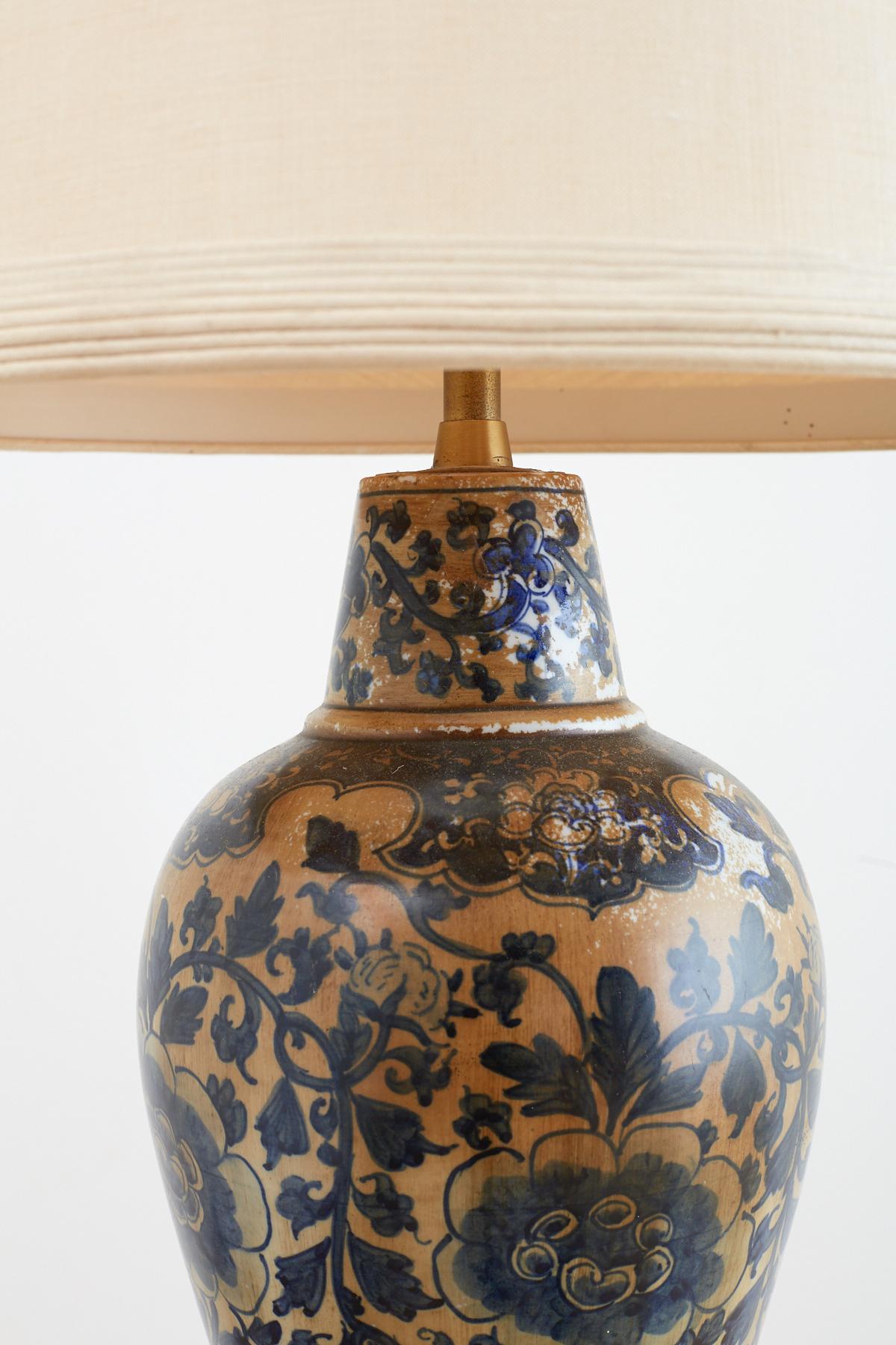 Pair of Chinoiserie Blue and White Lamps by Marbro In Distressed Condition In Rio Vista, CA