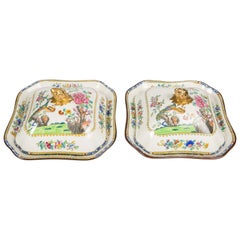 Antique Pair of Chinoiserie Covered Dishes Made in England circa 1850