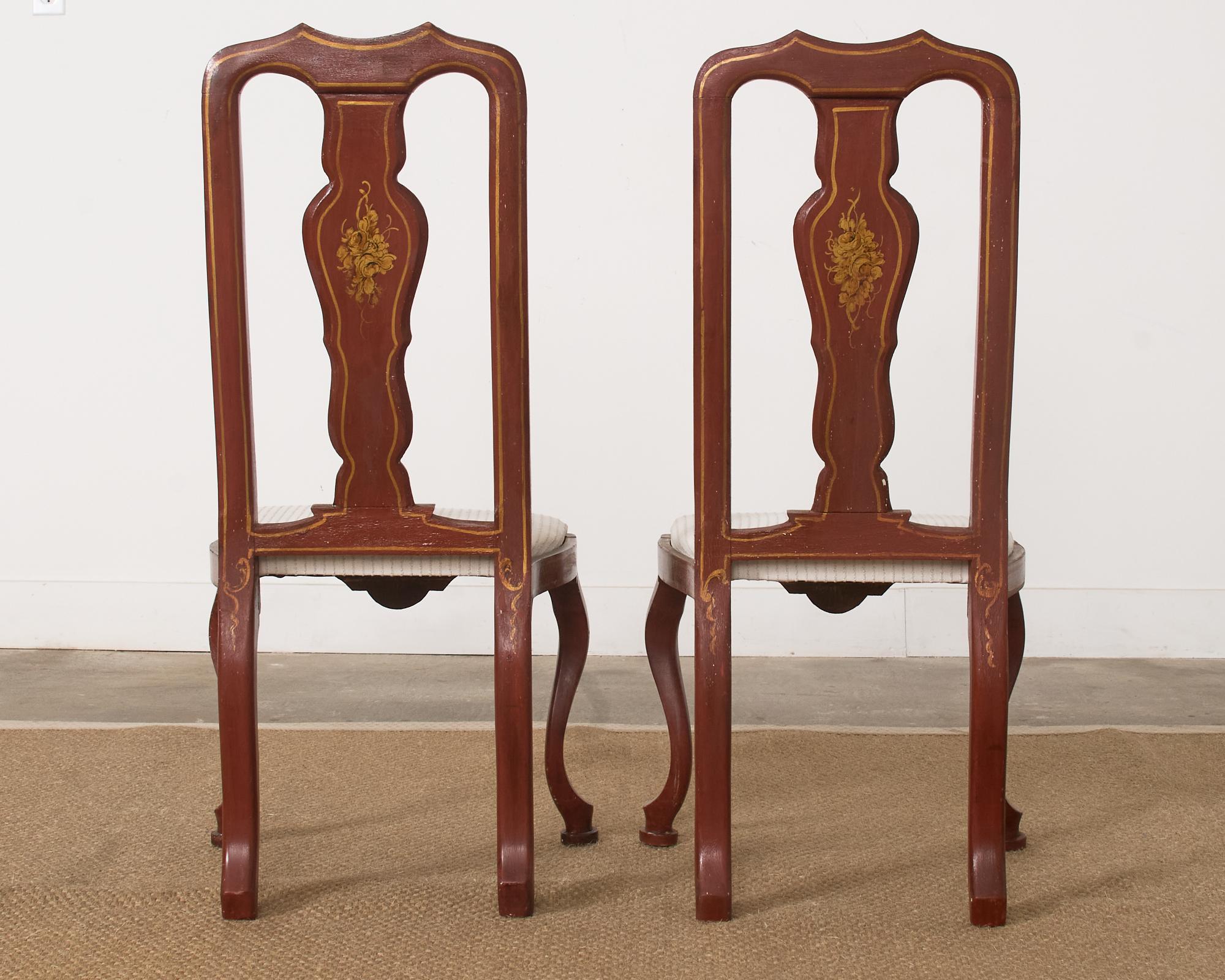 Pair of Chinoiserie Decorated Queen Anne Style Dining Chairs For Sale 13
