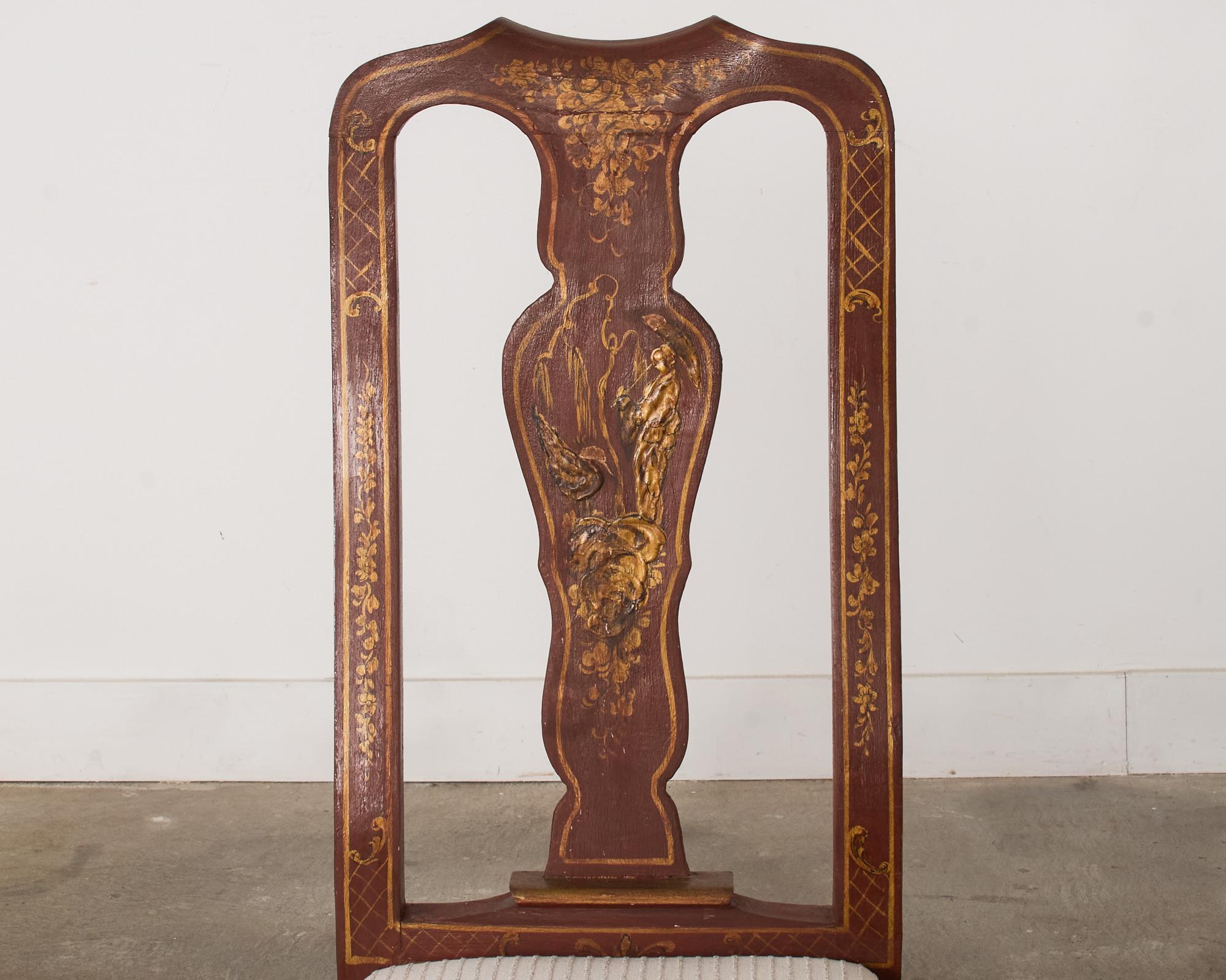 Pair of Chinoiserie Decorated Queen Anne Style Dining Chairs 2