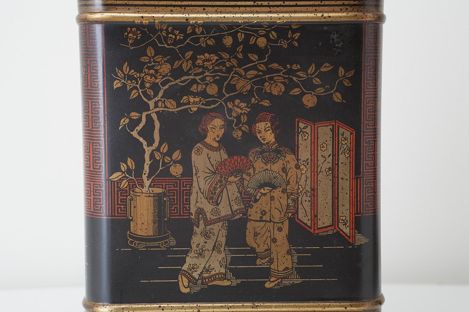 Pair of Chinoiserie Decorated Tole Tea Canister Lamps 5