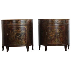 Pair of Chinoiserie Demilune Cabinet