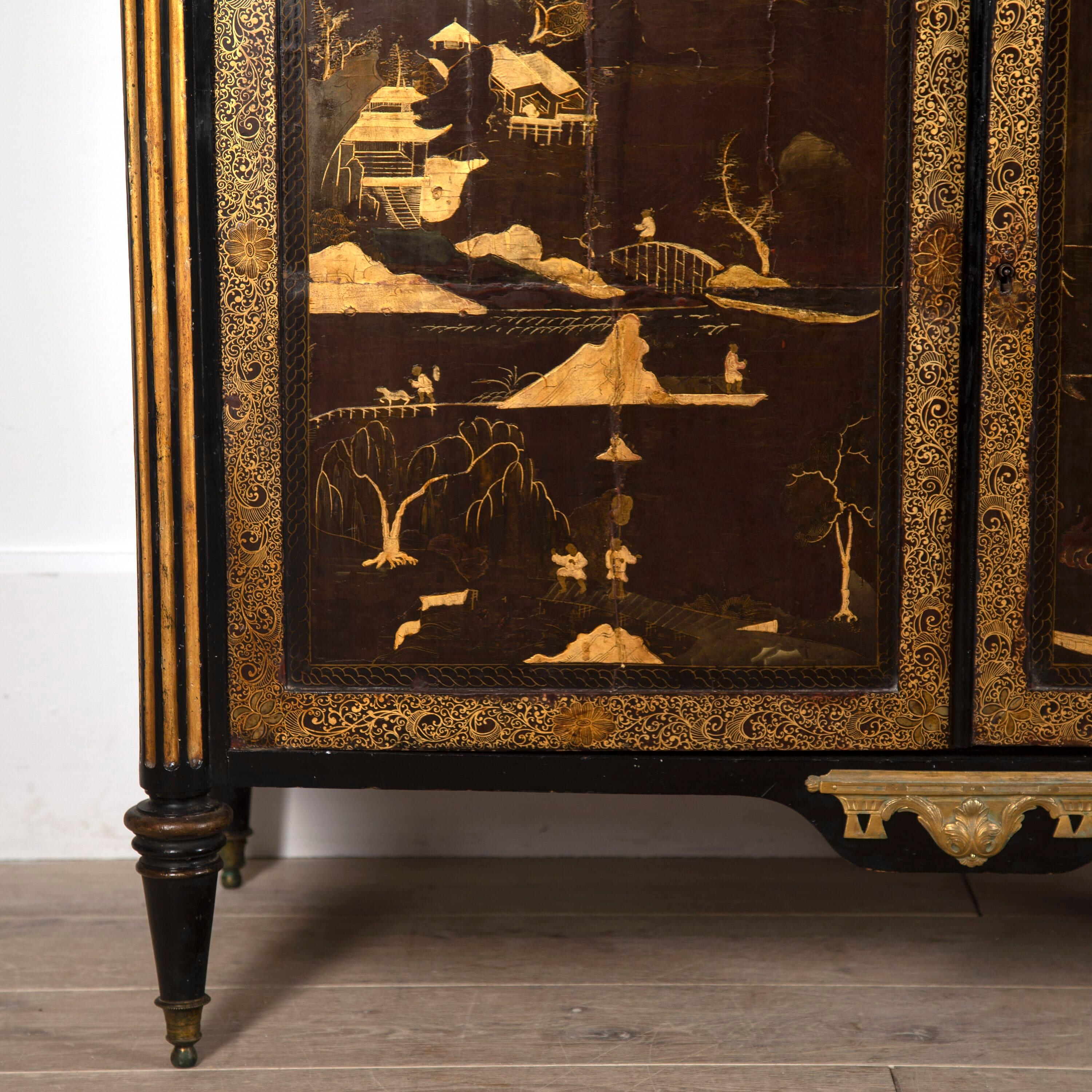 Lacquered Pair of Chinoiserie Directoire Cabinets