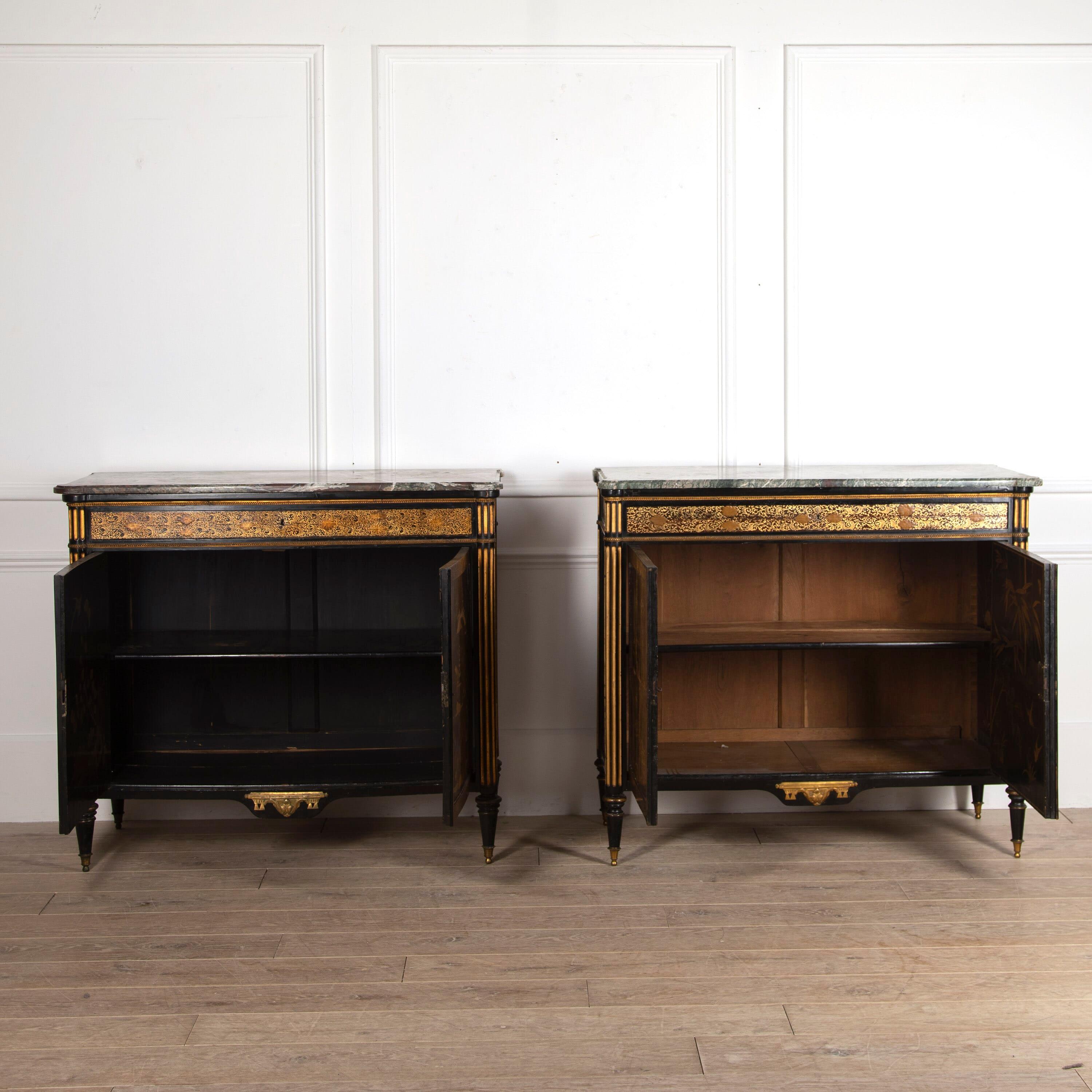 18th Century and Earlier Pair of Chinoiserie Directoire Cabinets