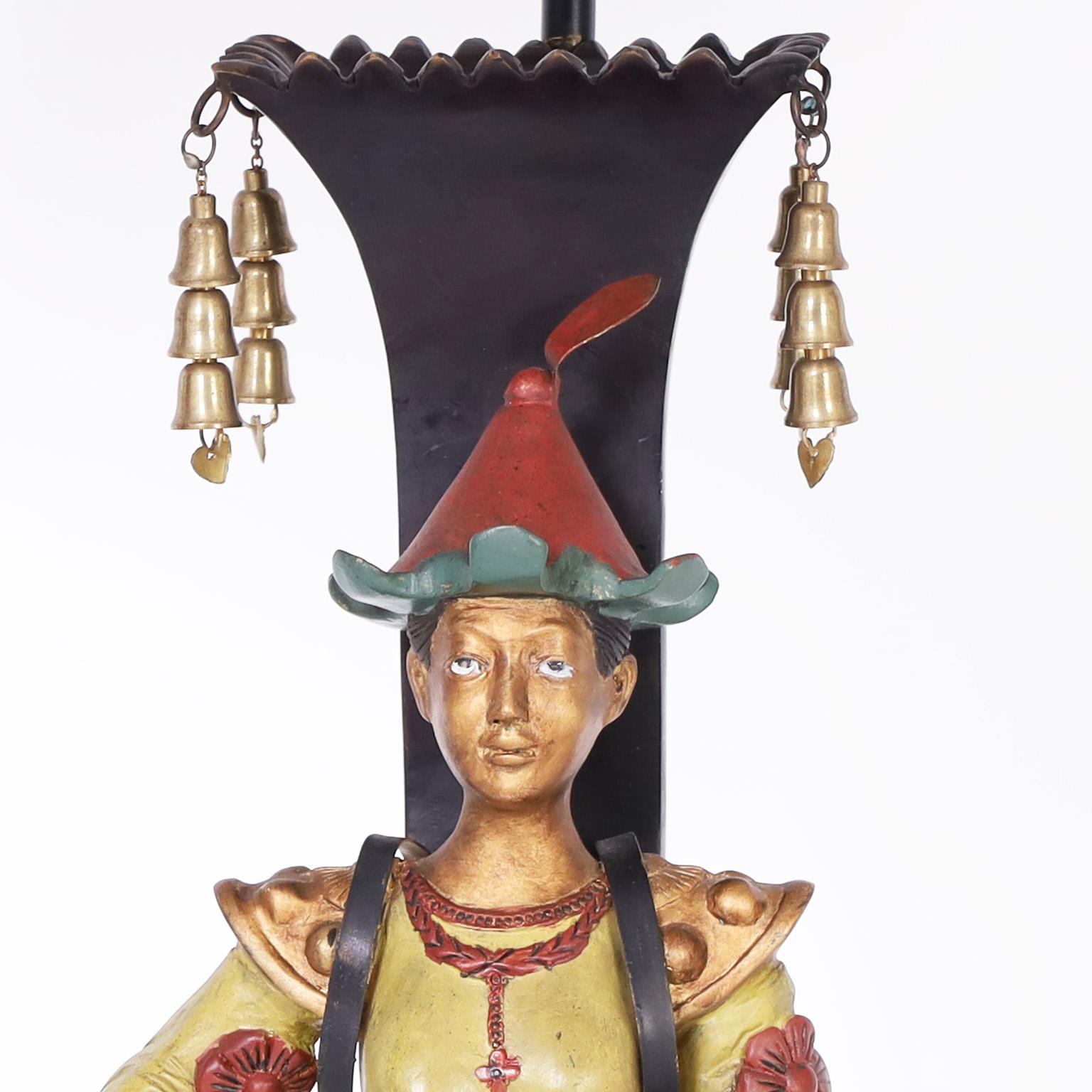 Cast Pair of Chinoiserie Figural Table Lamps For Sale