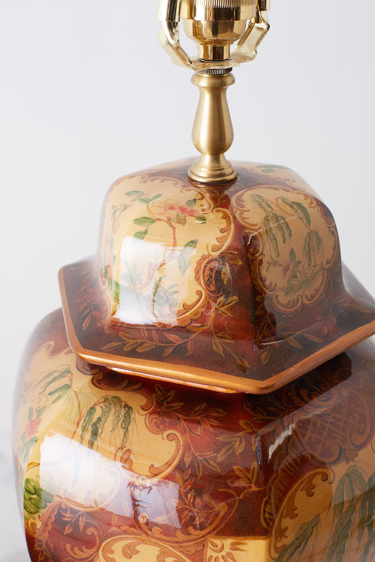 Pair of Chinoiserie Glazed Ginger Jar Table Lamps 4