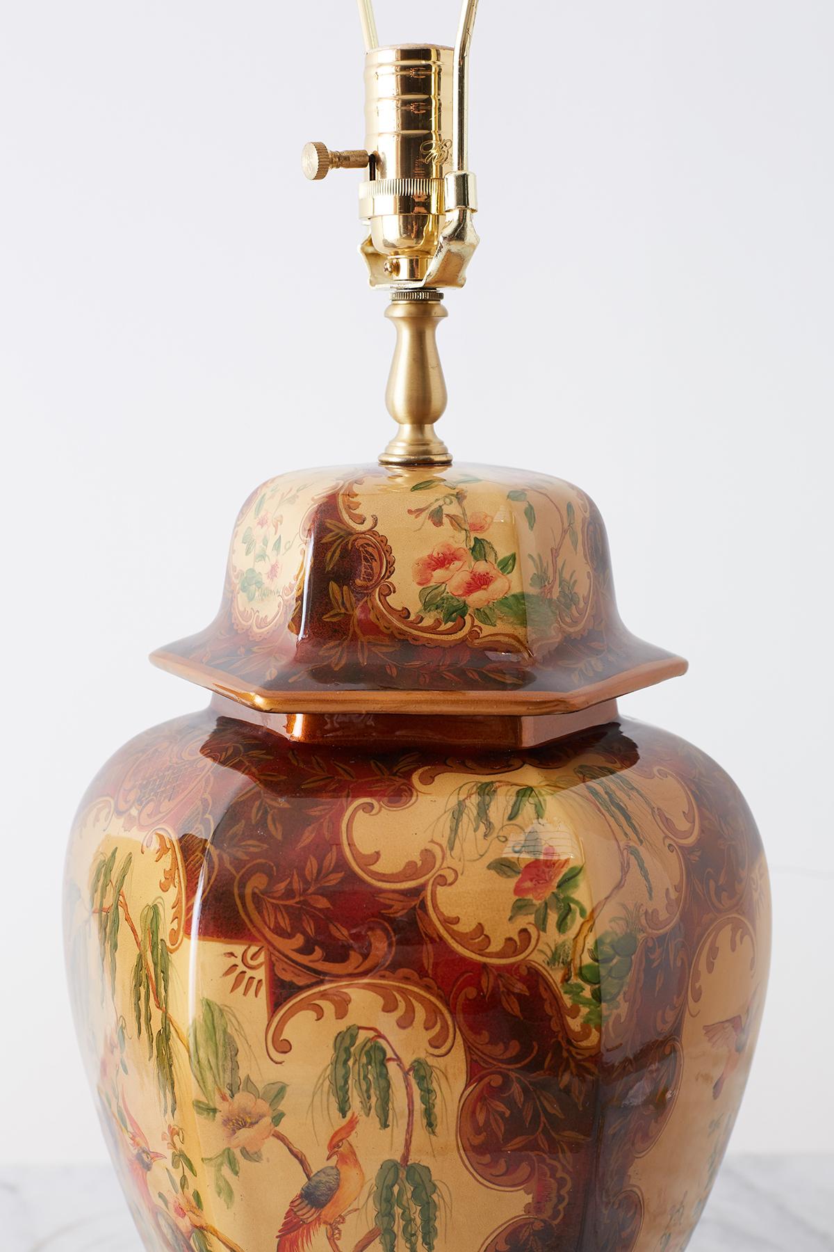 Pair of Chinoiserie Glazed Ginger Jar Table Lamps 6