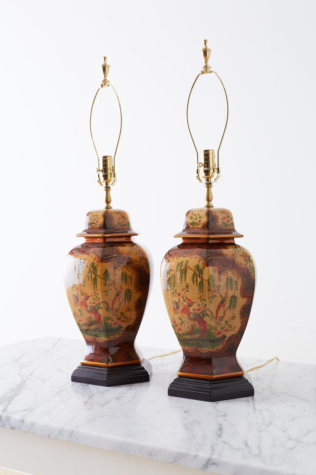 Pair of Chinoiserie Glazed Ginger Jar Table Lamps 8