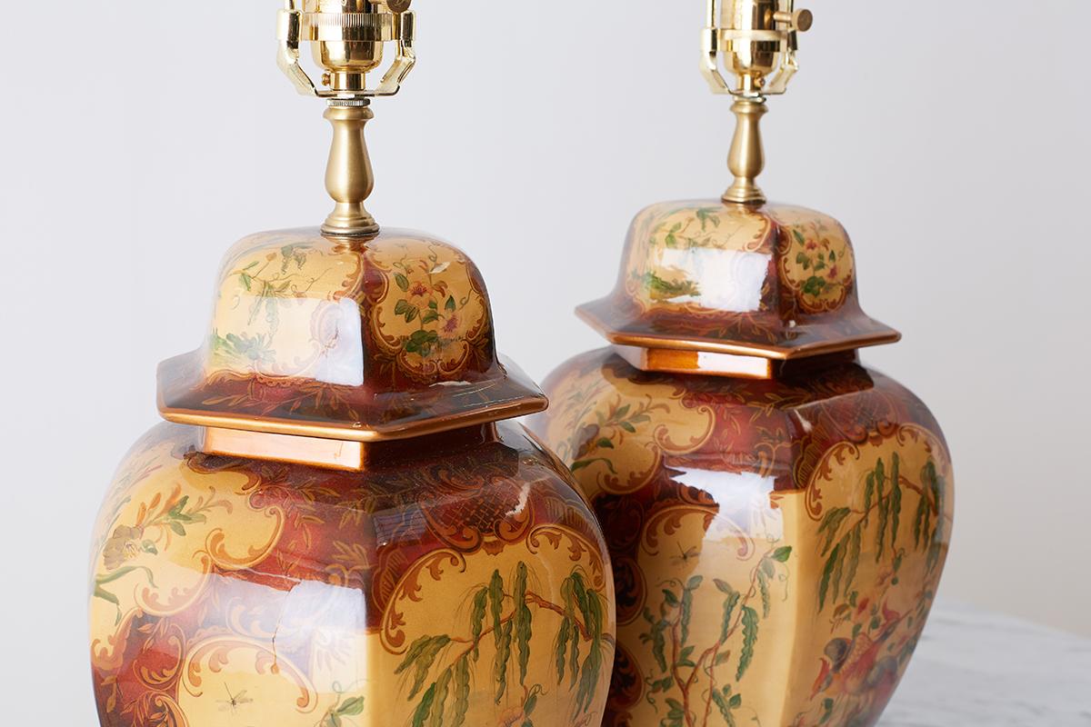 Pair of Chinoiserie Glazed Ginger Jar Table Lamps 11