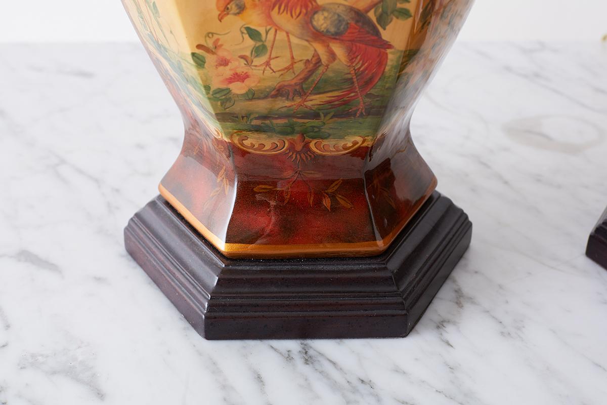 20th Century Pair of Chinoiserie Glazed Ginger Jar Table Lamps
