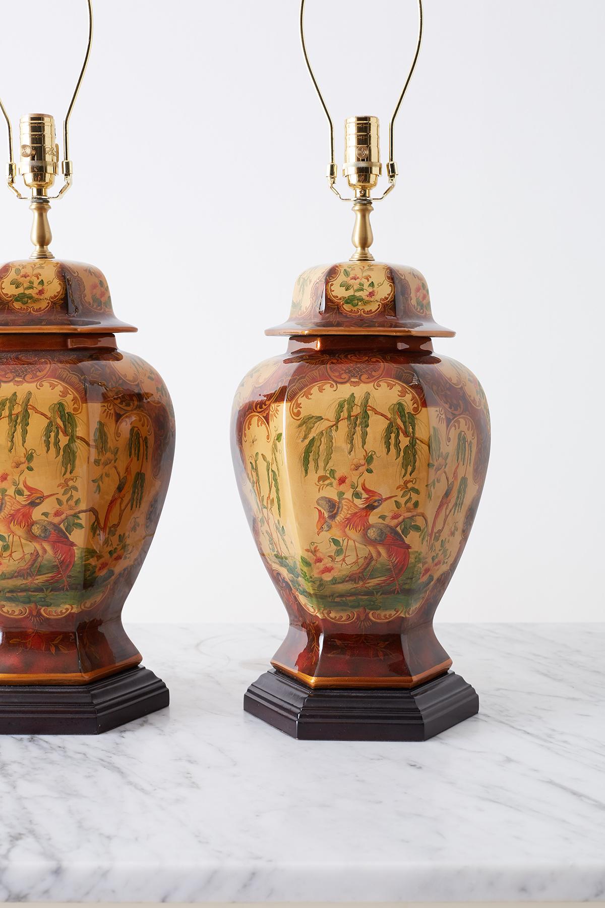 Pair of Chinoiserie Glazed Ginger Jar Table Lamps 2