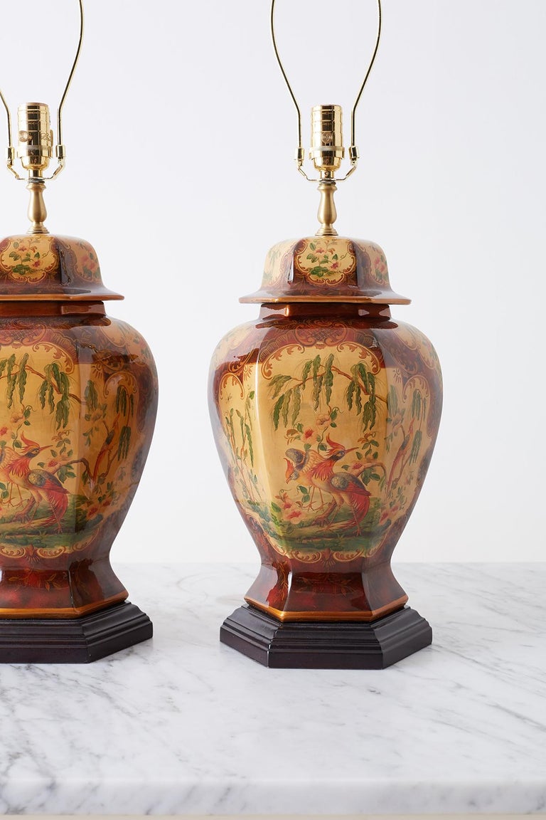 Pair of Chinoiserie Glazed Ginger Jar Table Lamps For Sale ...