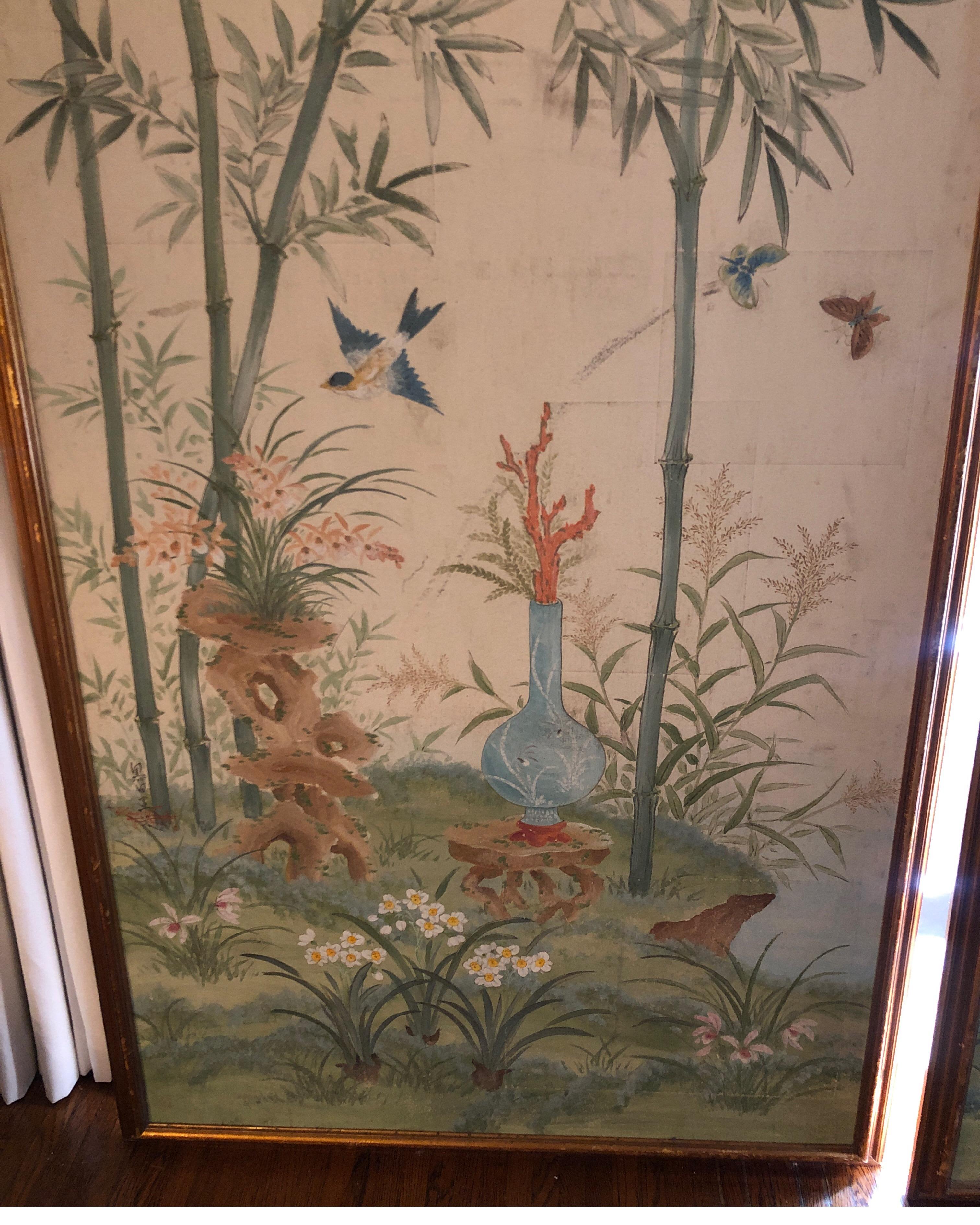 Pair of Chinoiserie Hand Painted Panels by Robert Crowder 1