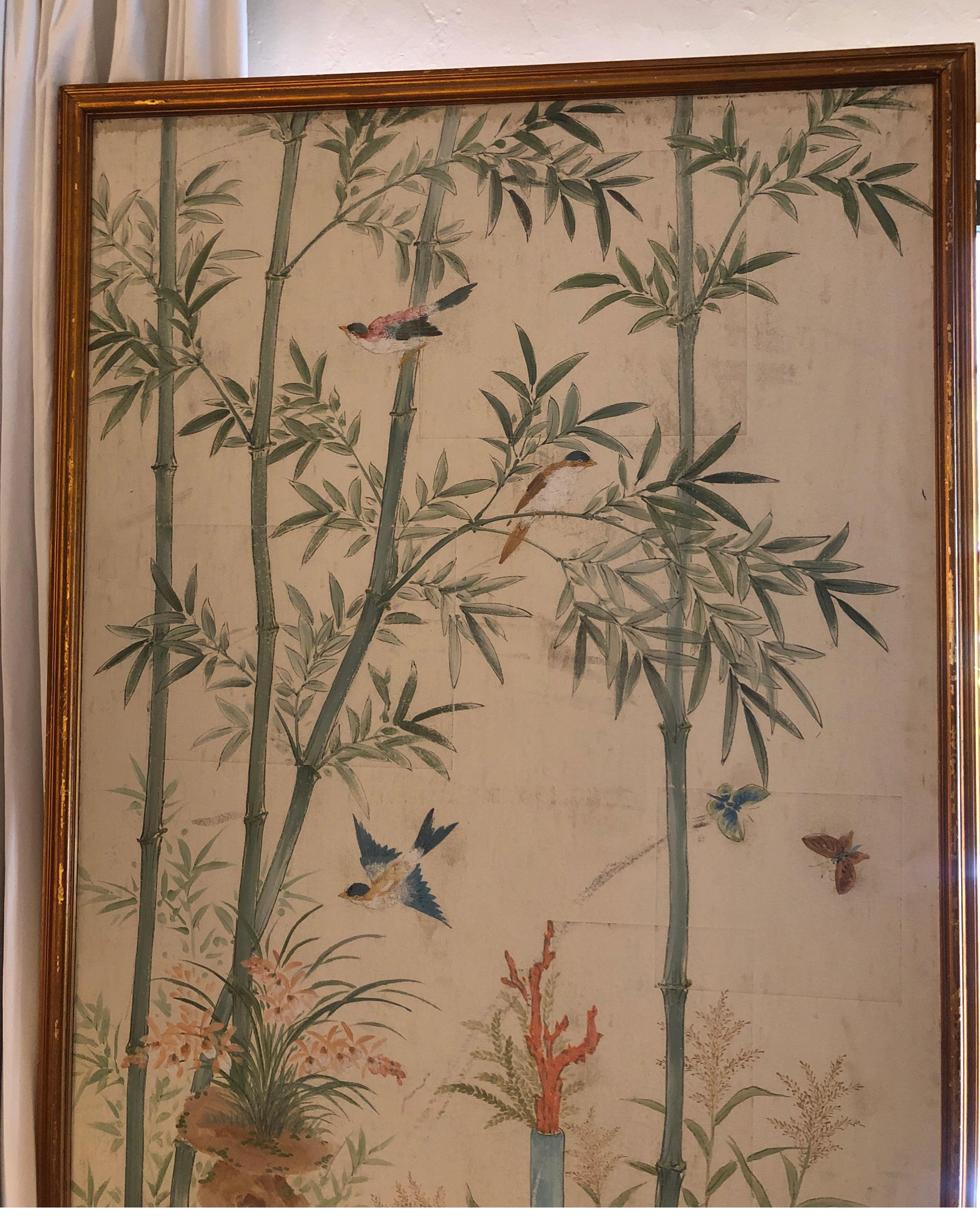 American Pair of Chinoiserie Hand Painted Panels by Robert Crowder