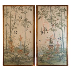 Paar handbemalte Chinoiserie-Tafeln von Robert Crowder