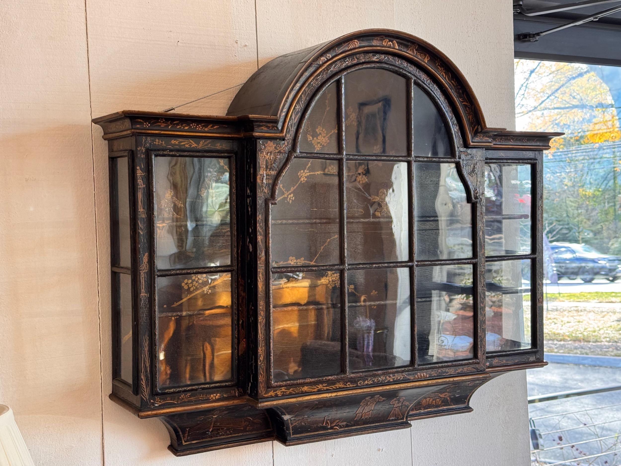 British Pair of Chinoiserie Hanging Cabinets