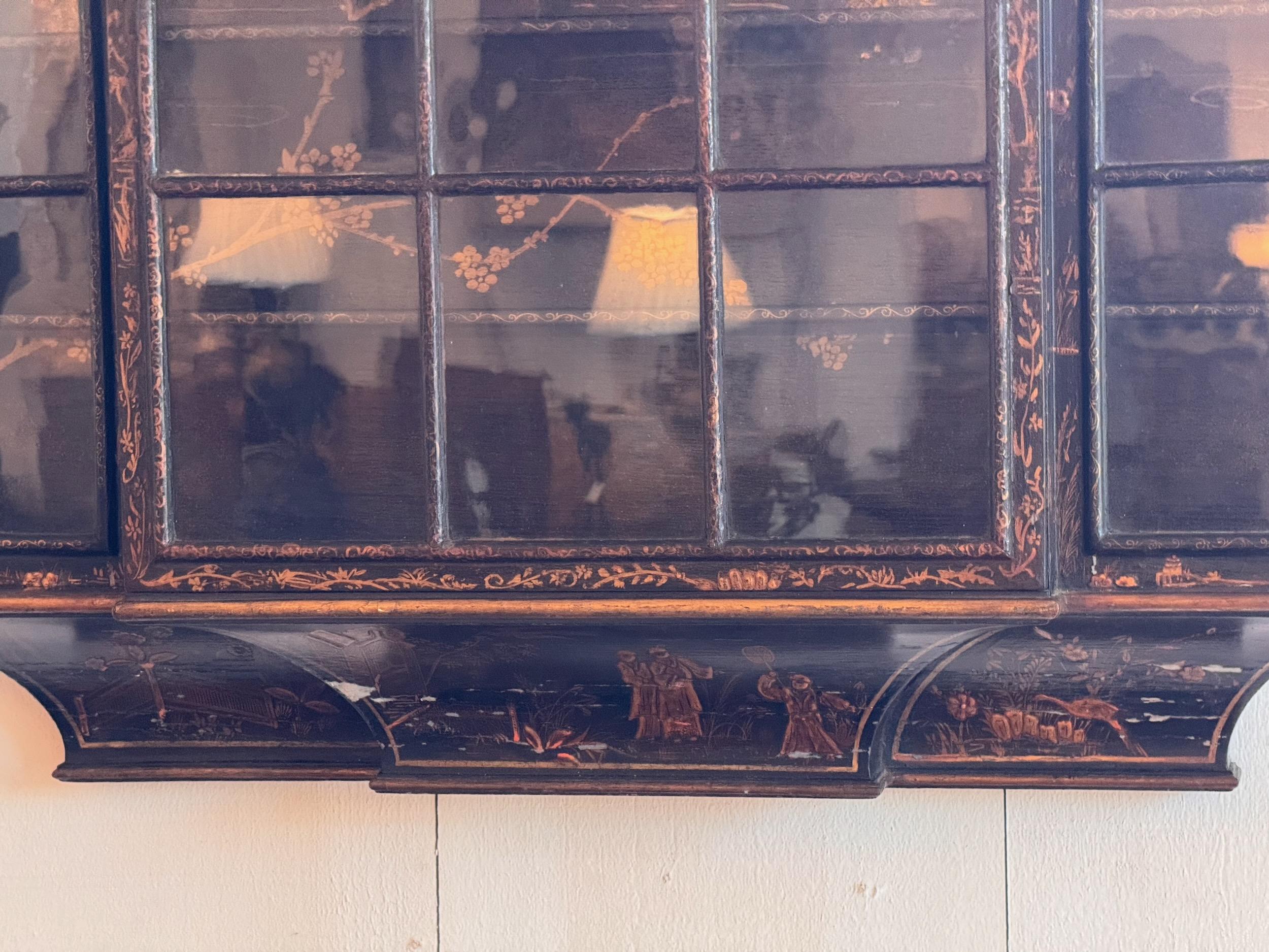 Glass Pair of Chinoiserie Hanging Cabinets