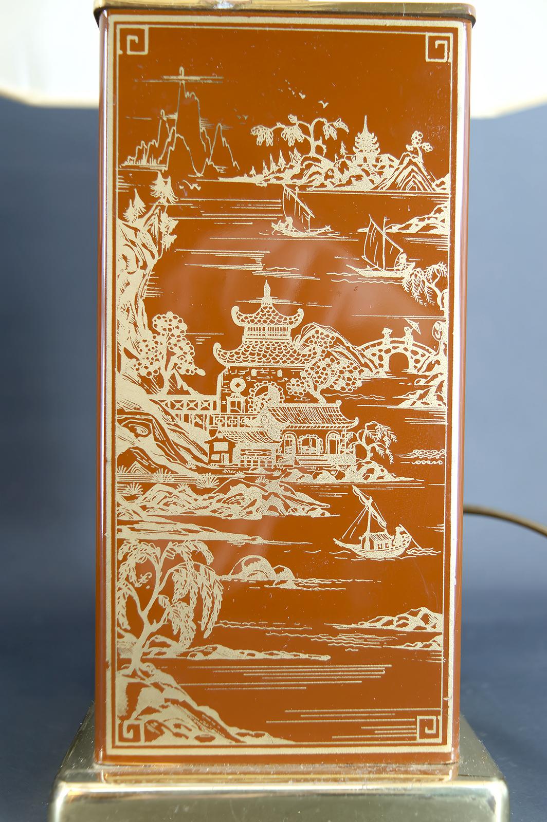 Métal Paire de lampes Chinoiserie / Japonisme, style Hollywood Regency, France, années 1970 en vente