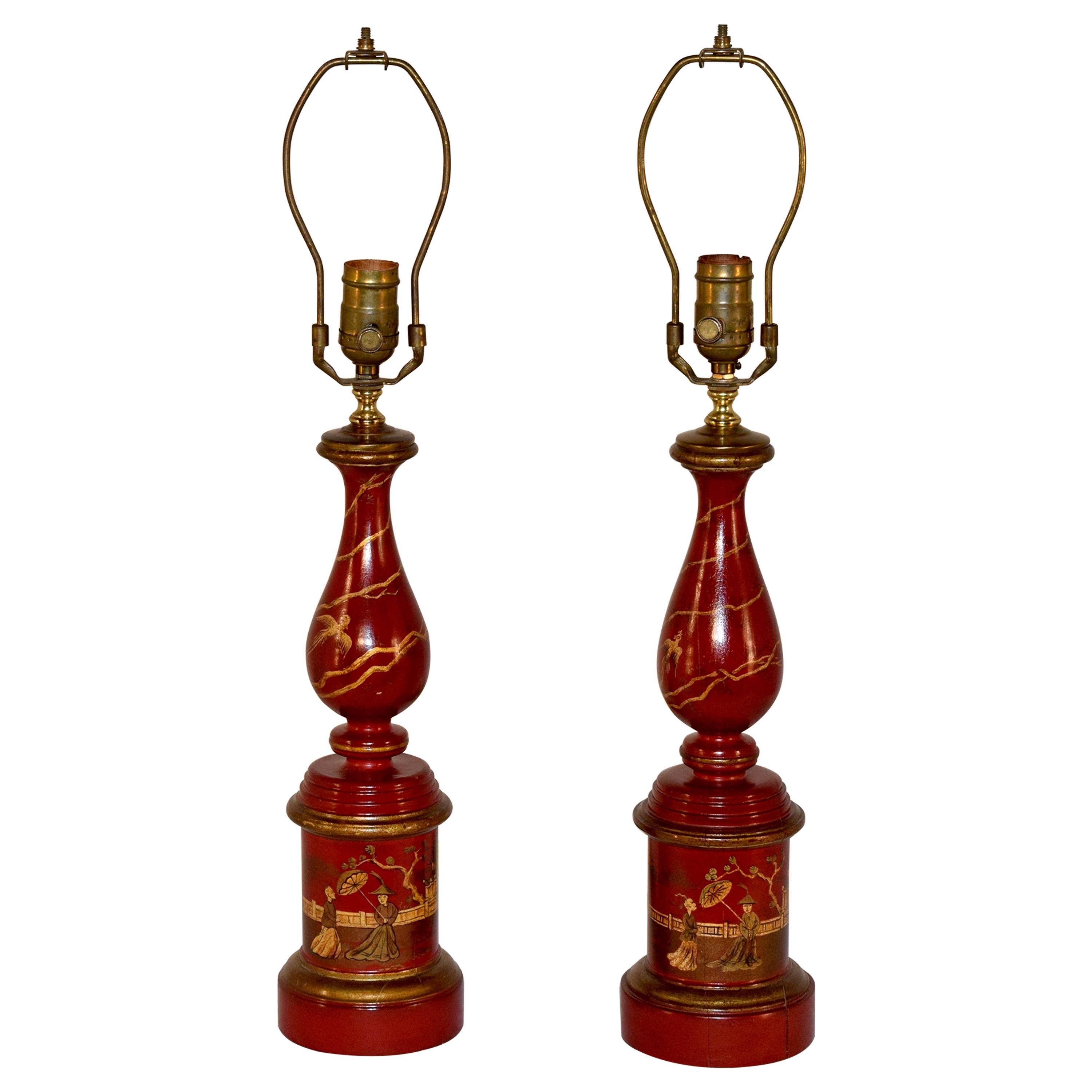 Pair of Chinoiserie Lamps, circa 1960 For Sale