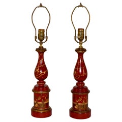 Retro Pair of Chinoiserie Lamps, circa 1960