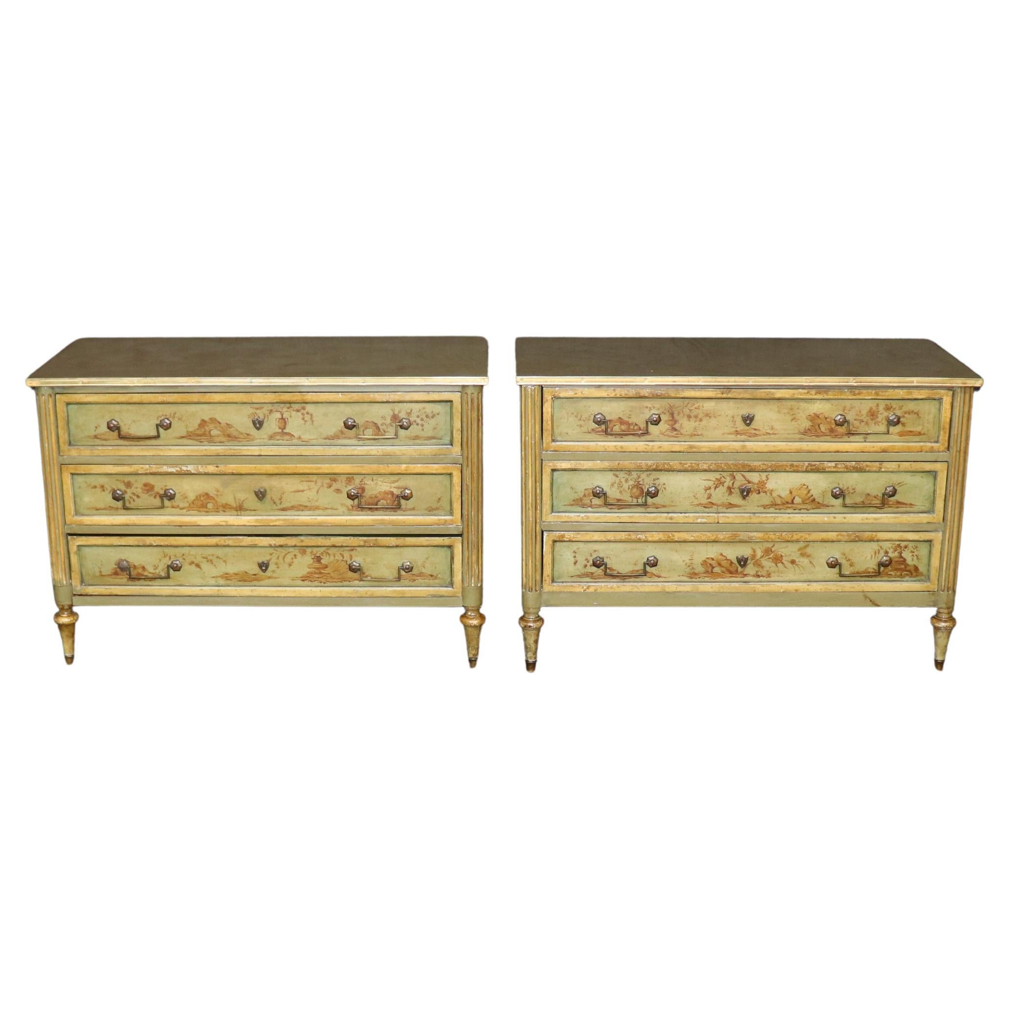 Pair of Chinoiserie Maison Jansen Attributed French Directoire Commodes en vente