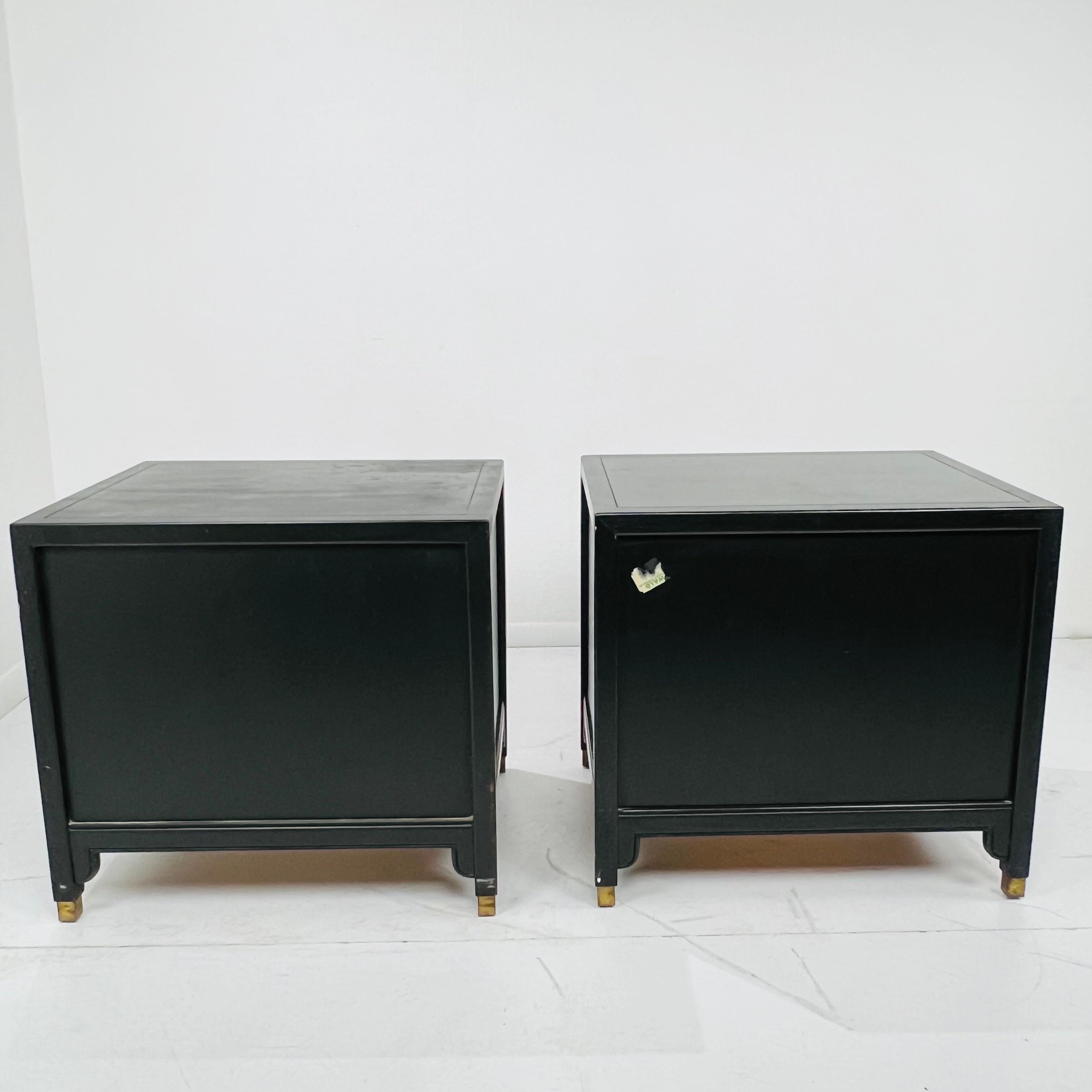Brass Pair of Chinoiserie Nightstands by Century Furniture For Sale