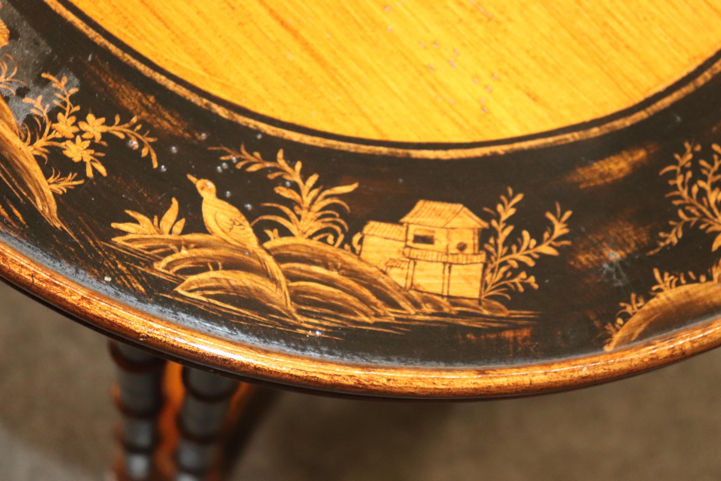 Pair of Chinoiserie Painted Faux Bamboo Yew Wood Gueridon Side Tables  In Good Condition For Sale In Swedesboro, NJ