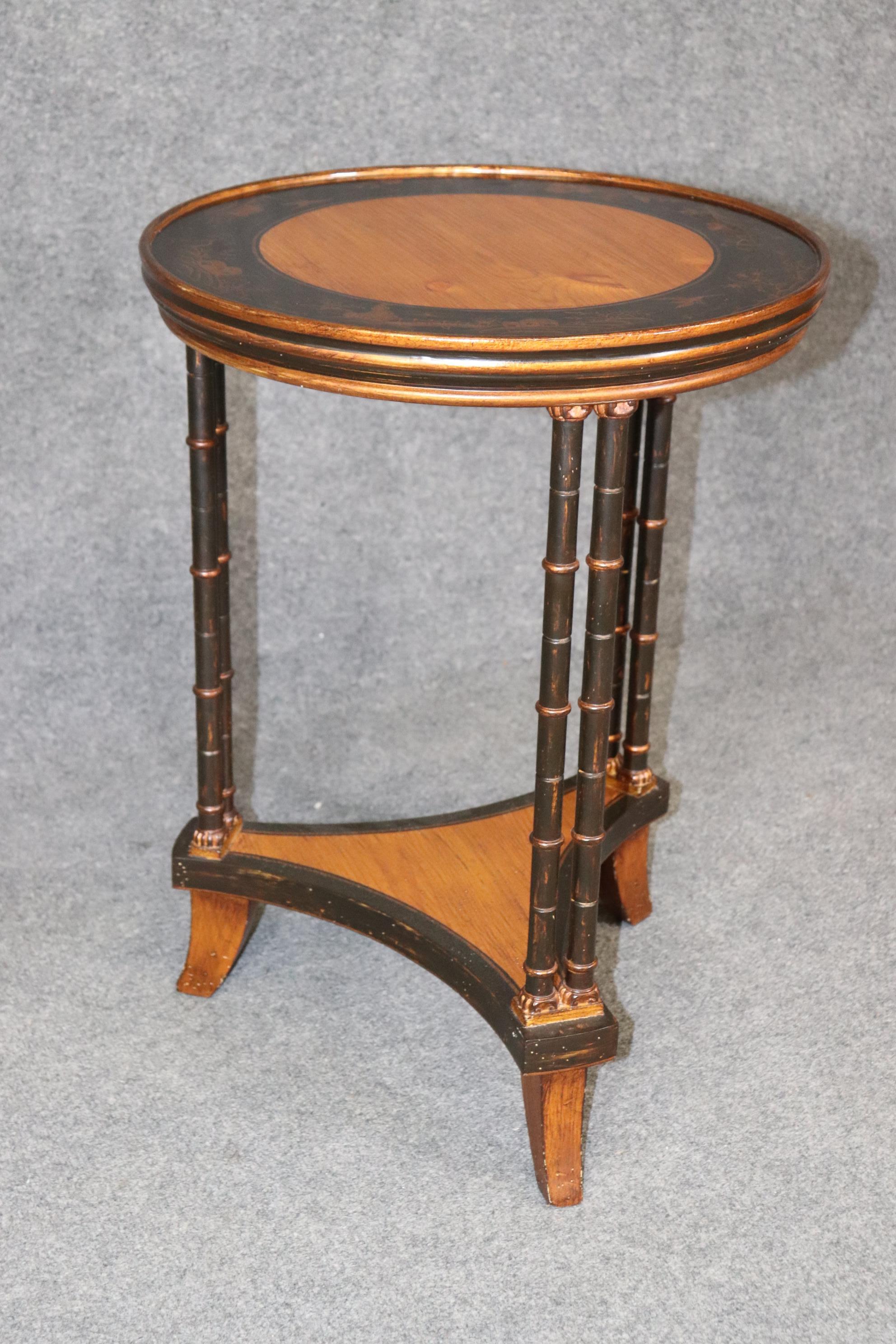 Pair of Chinoiserie Painted Faux Bamboo Yew Wood Gueridon Side Tables  For Sale 4