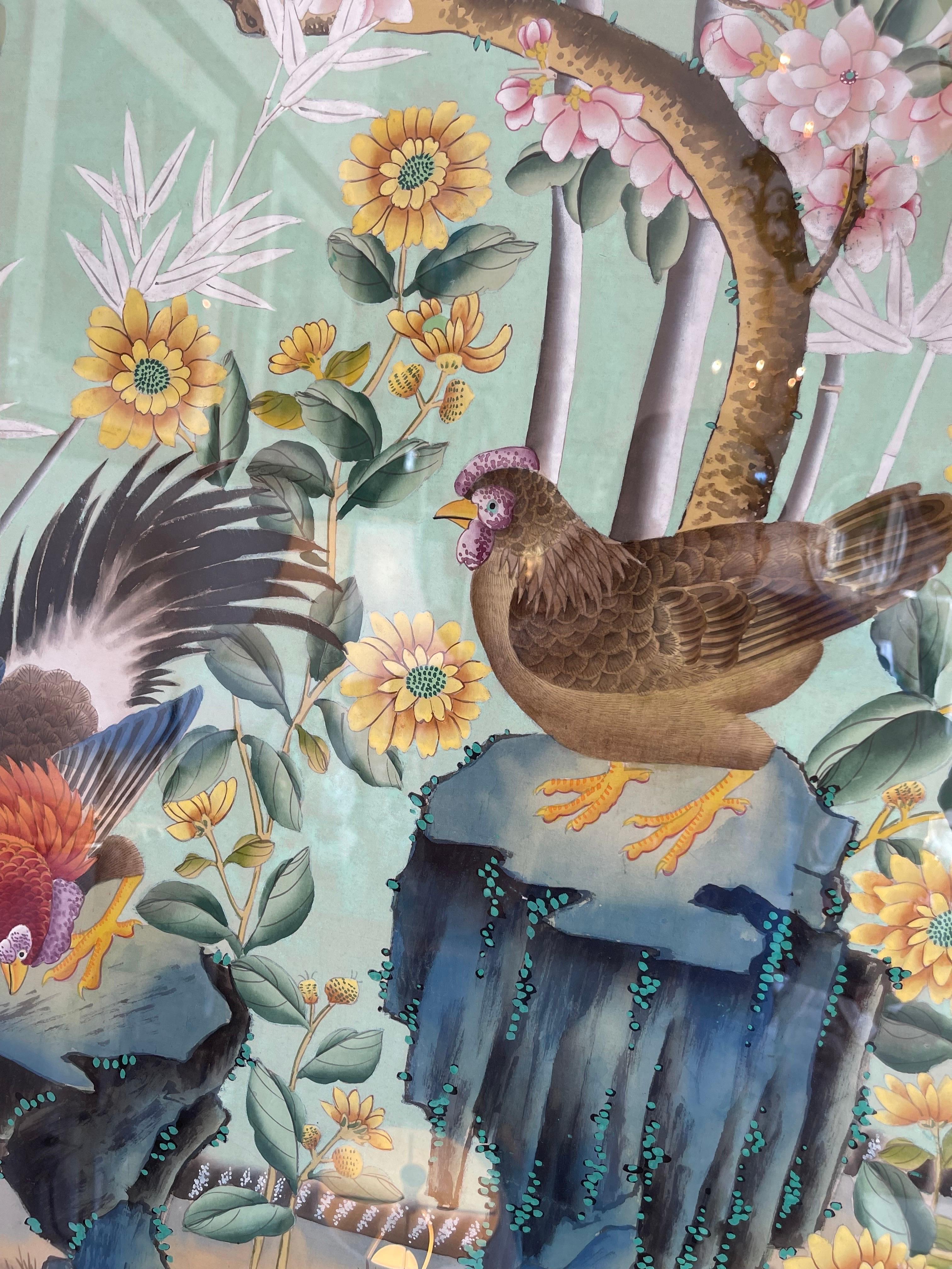 Pair of Chinoiserie Panels with Birds & Flora 5