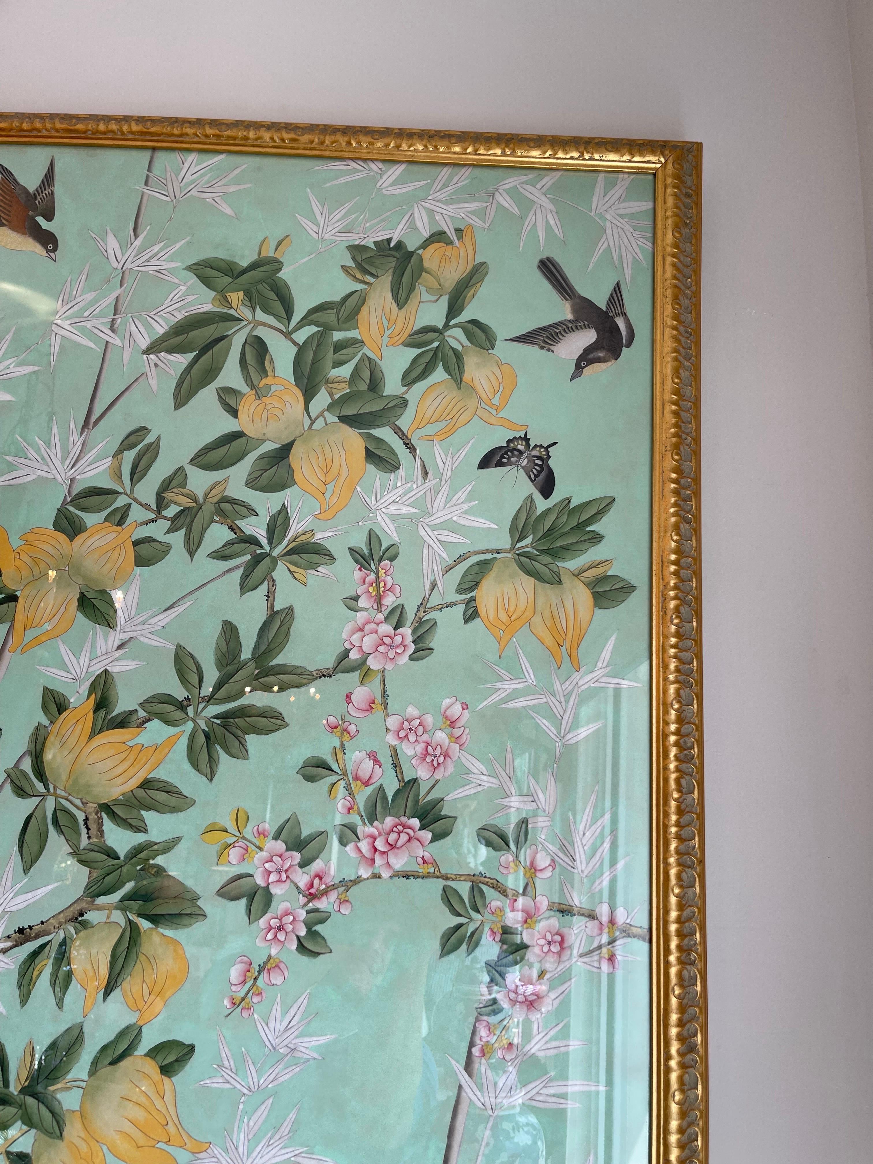 Pair of Chinoiserie Panels with Birds & Flora 7