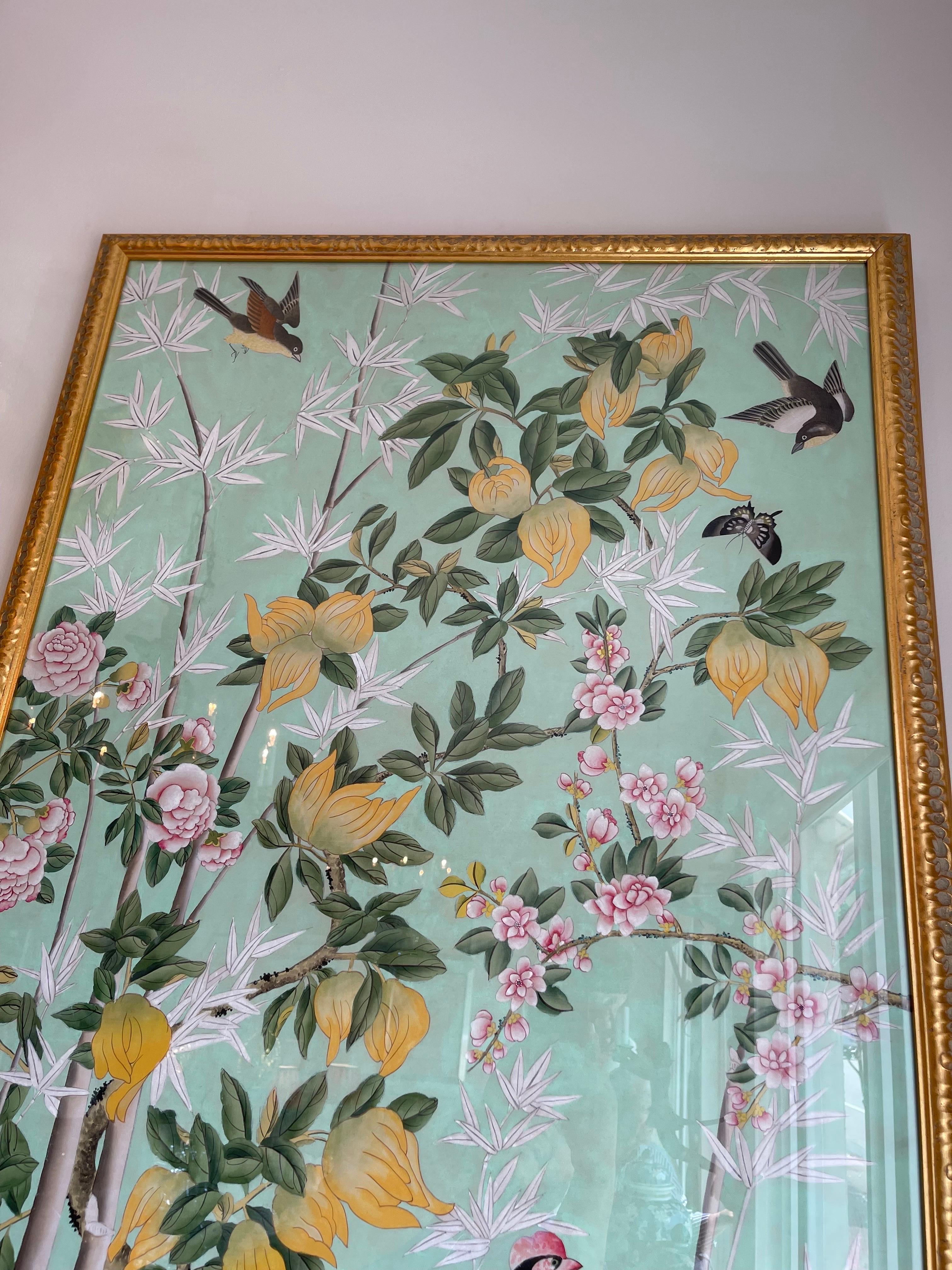 Pair of Chinoiserie Panels with Birds & Flora 9