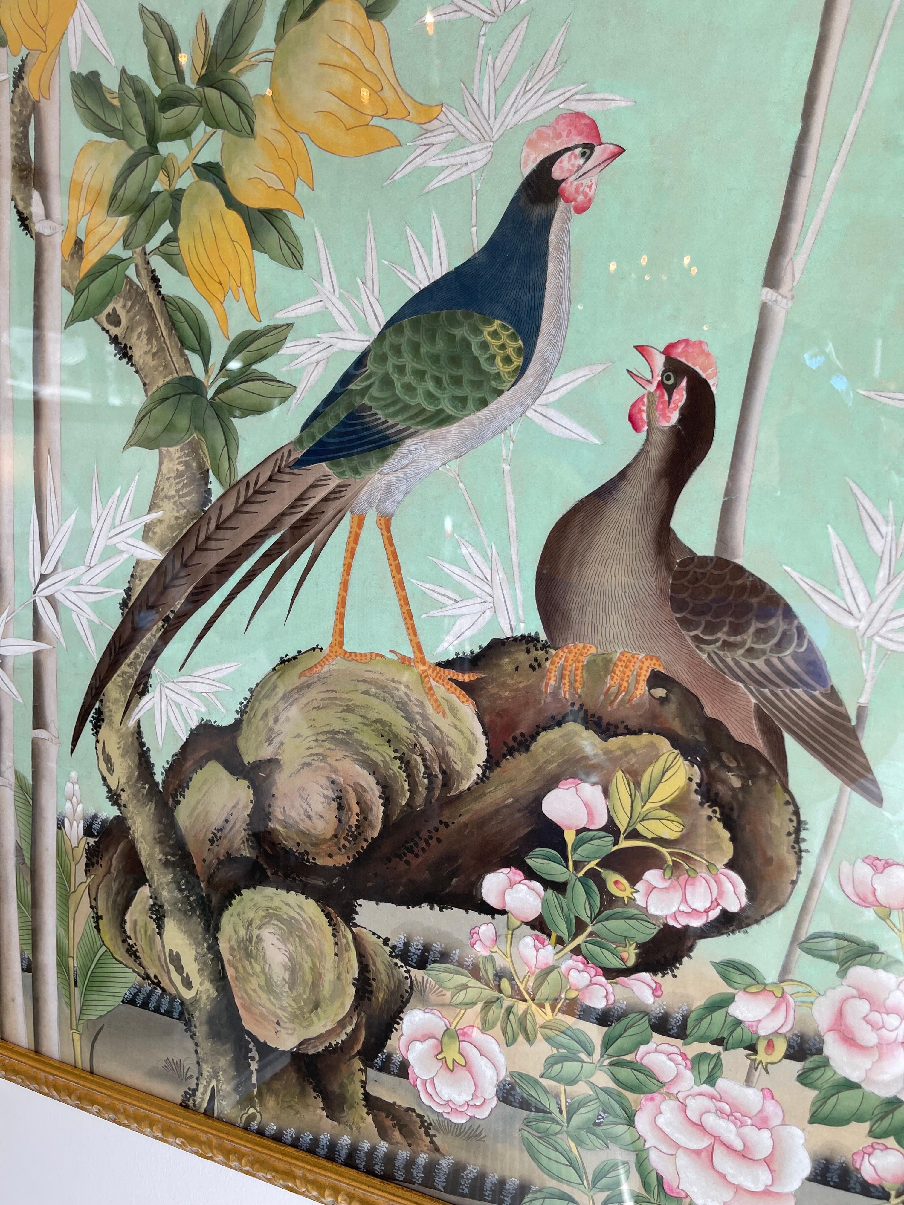 Pair of Chinoiserie Panels with Birds & Flora 10