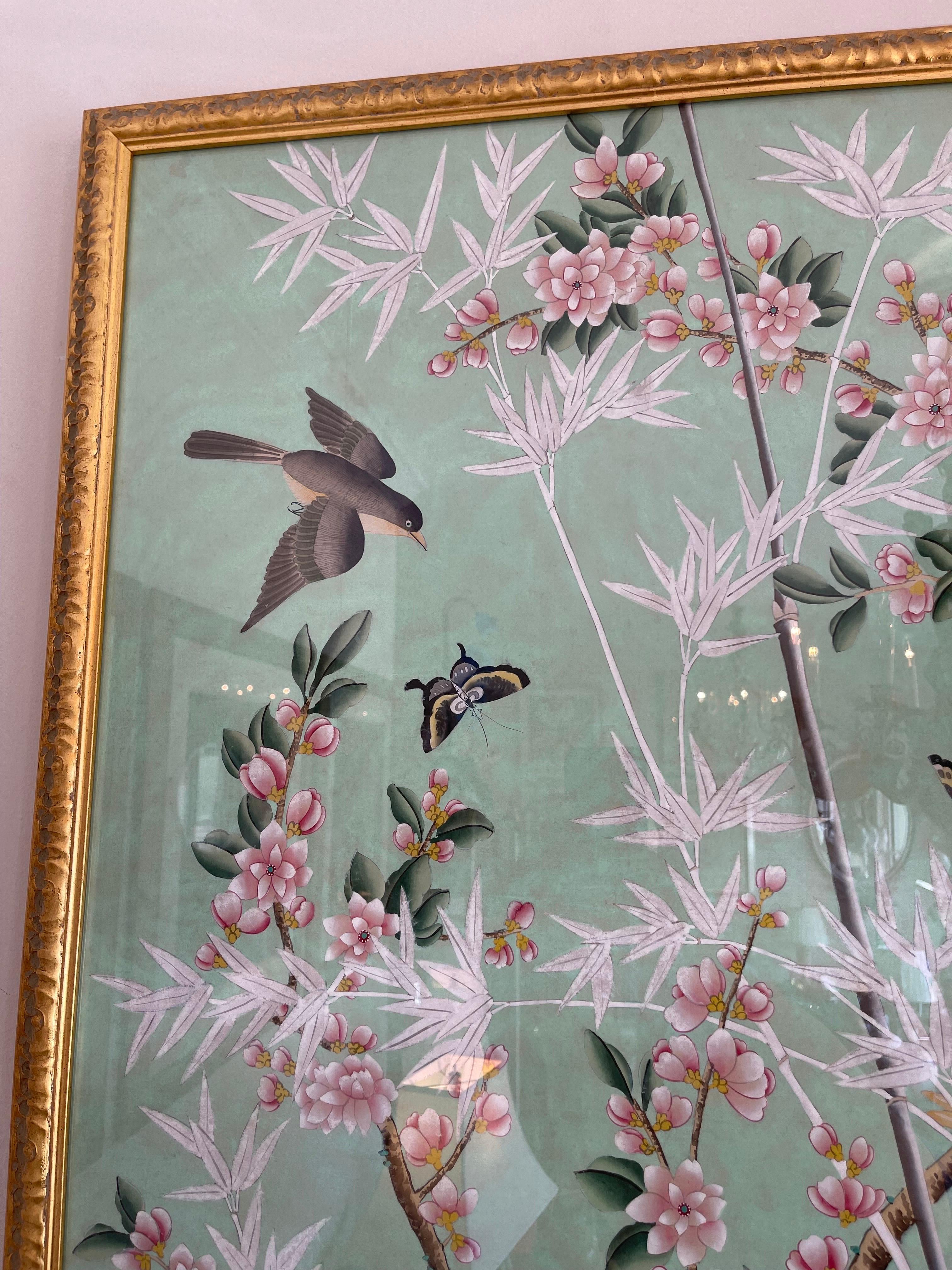 Pair of Chinoiserie Panels with Birds & Flora 2