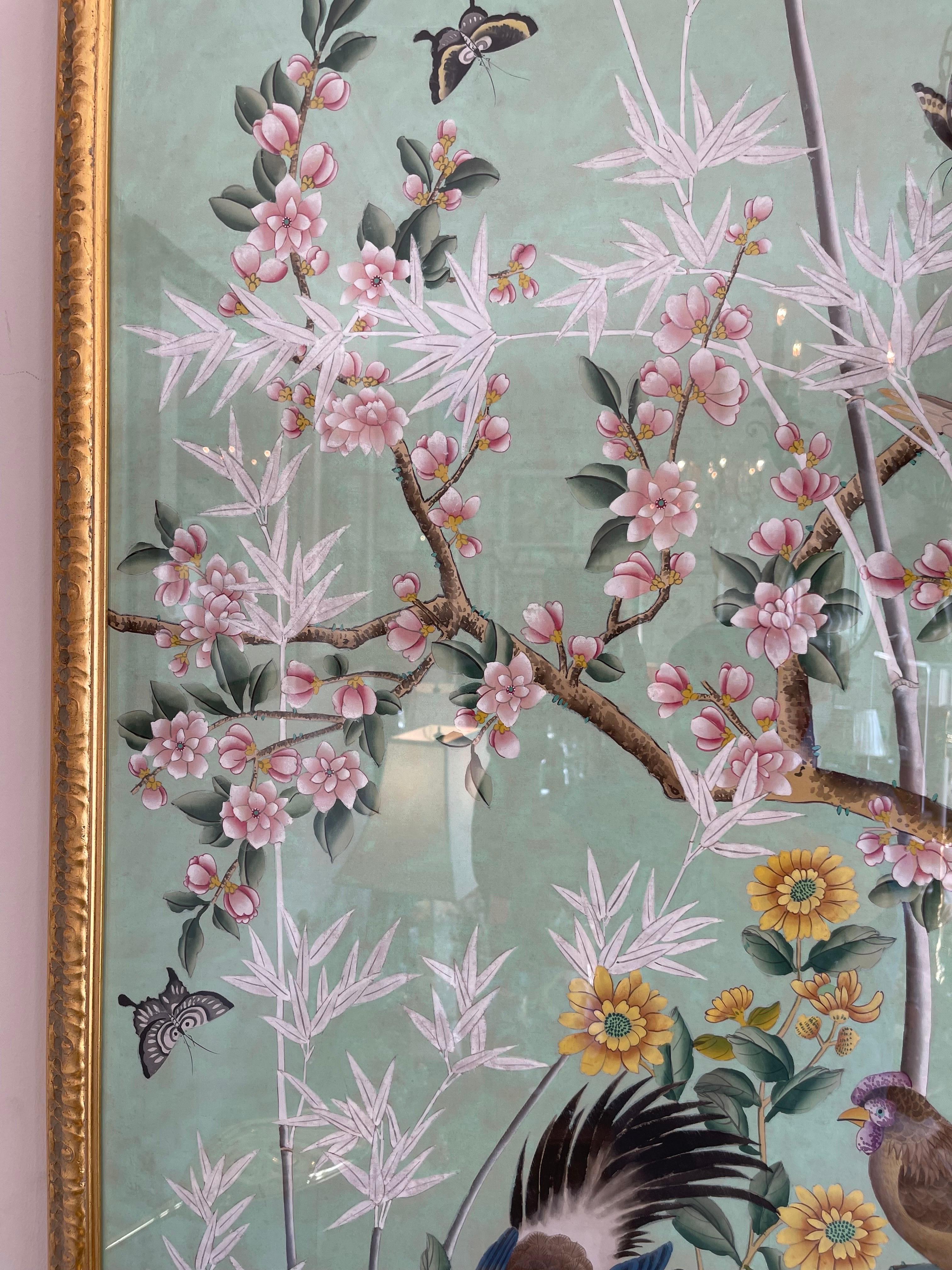 Pair of Chinoiserie Panels with Birds & Flora 3
