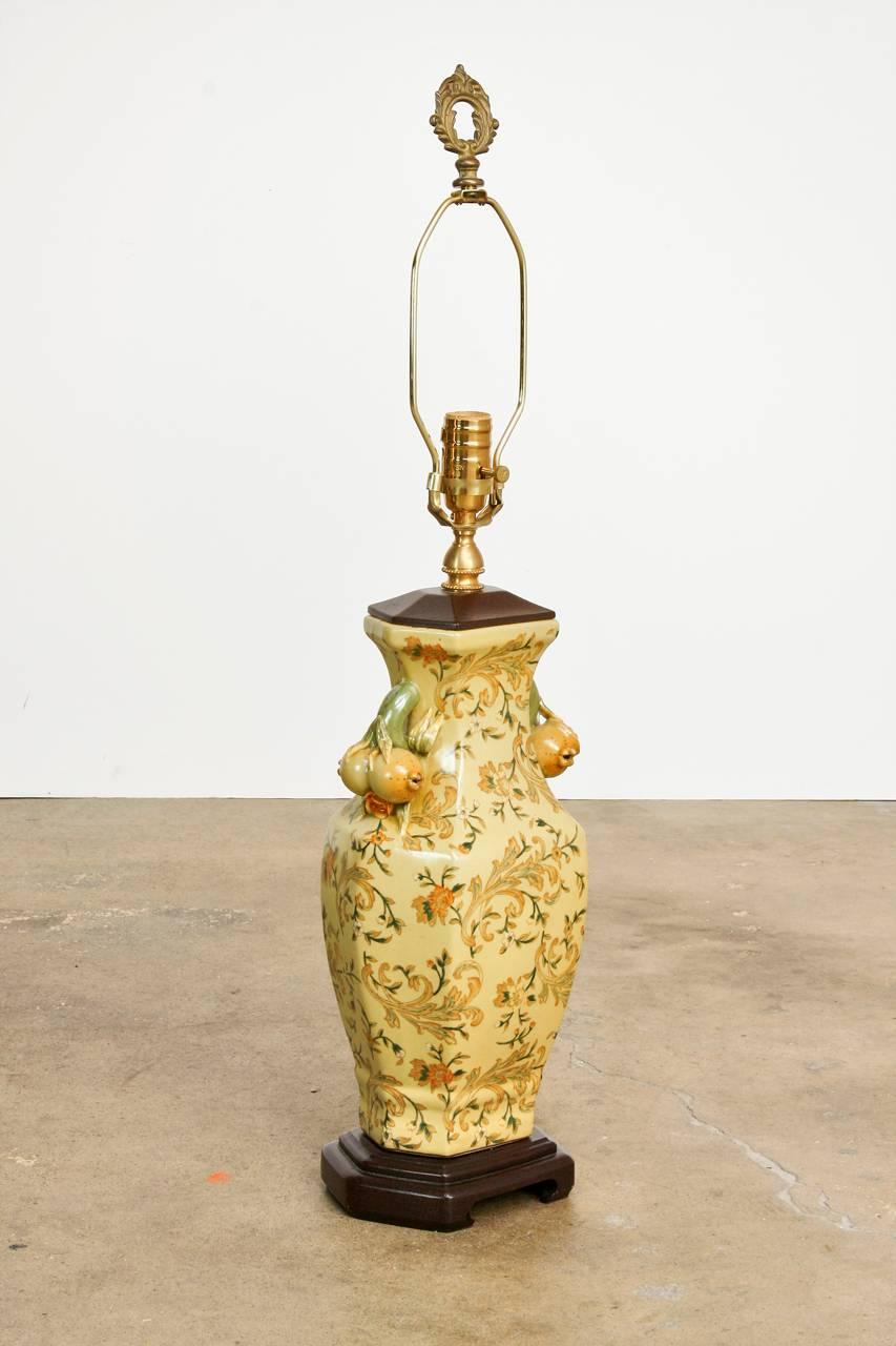 American Pair of Chinoiserie Porcelain Vase Table Lamps by Bradburn