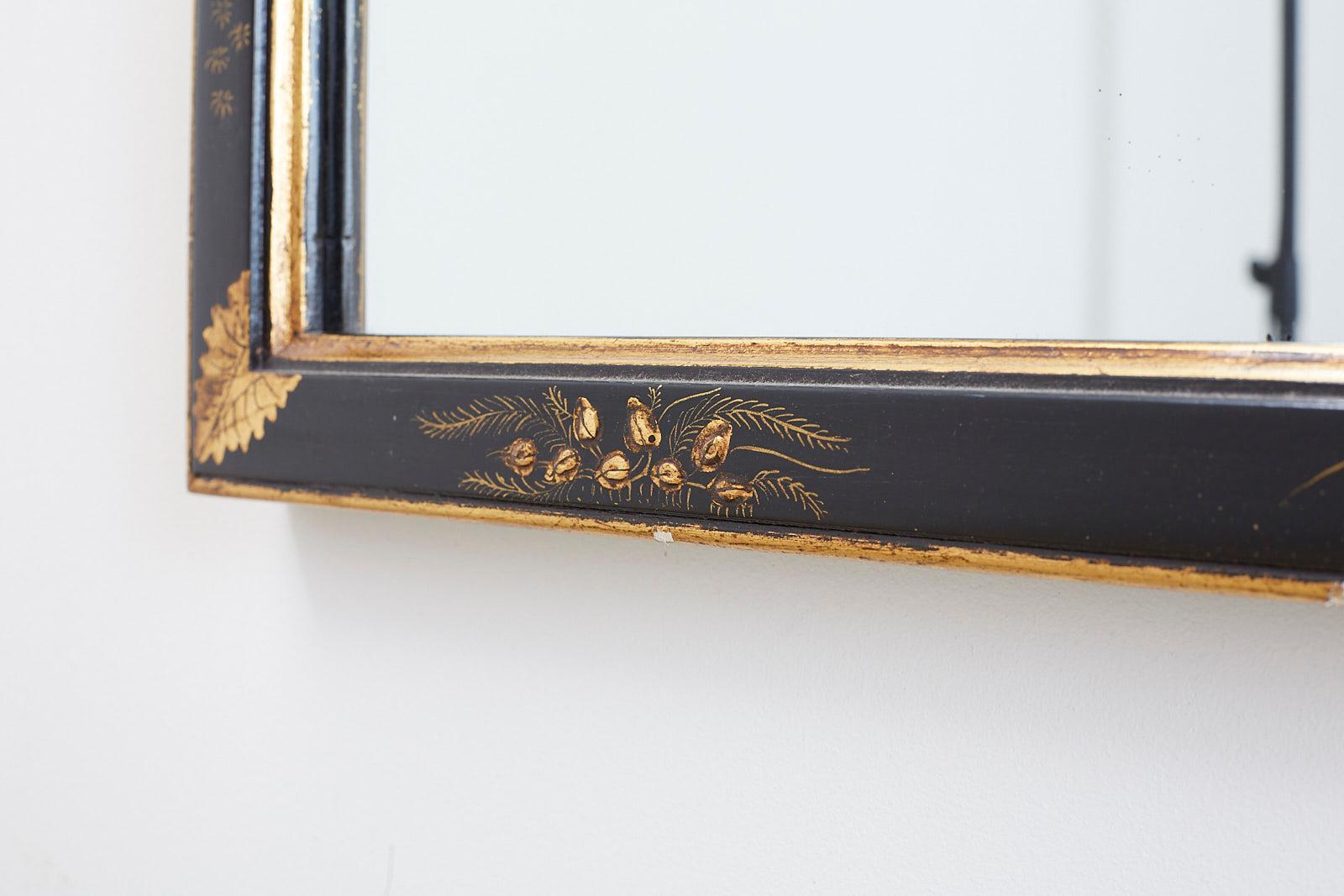 Pair of Chinoiserie Queen Anne Style Parcel-Gilt Mirrors 4