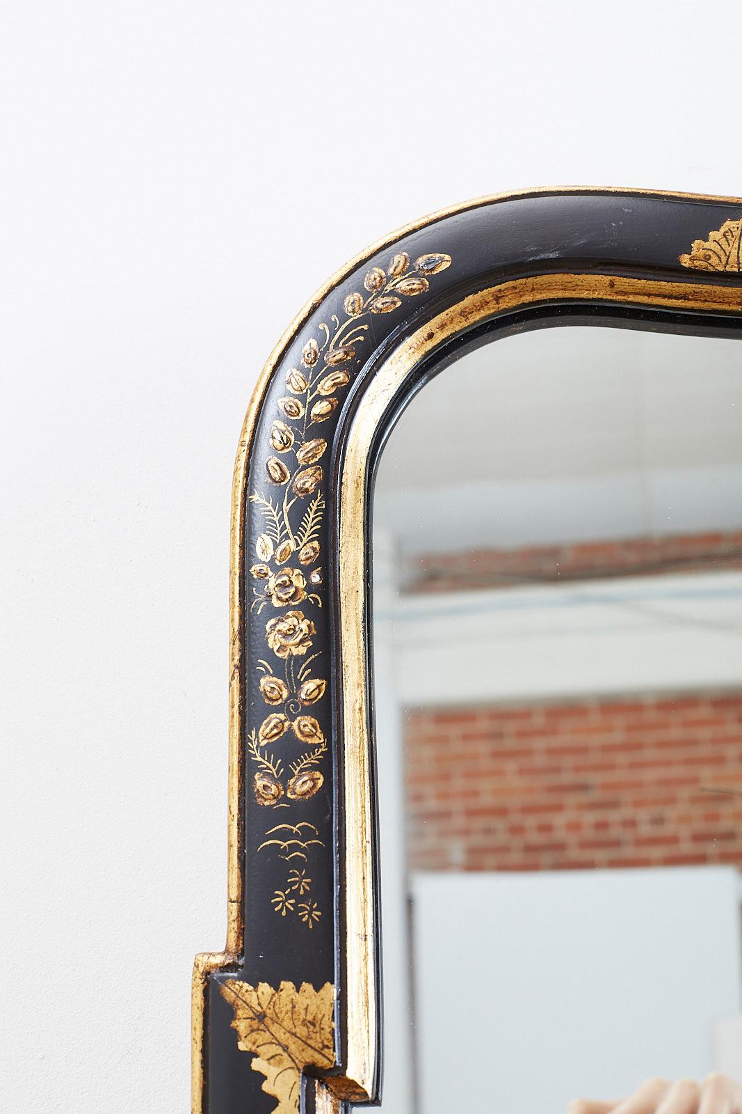 Pair of Chinoiserie Queen Anne Style Parcel-Gilt Mirrors 7
