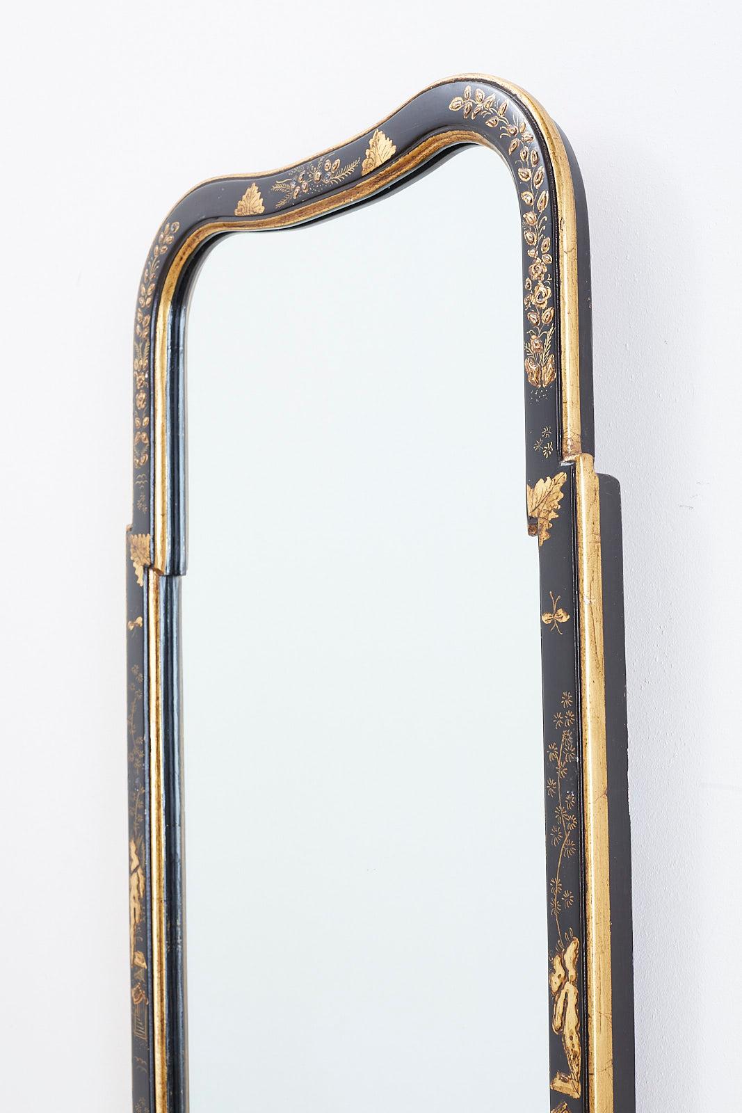 American Pair of Chinoiserie Queen Anne Style Parcel-Gilt Mirrors