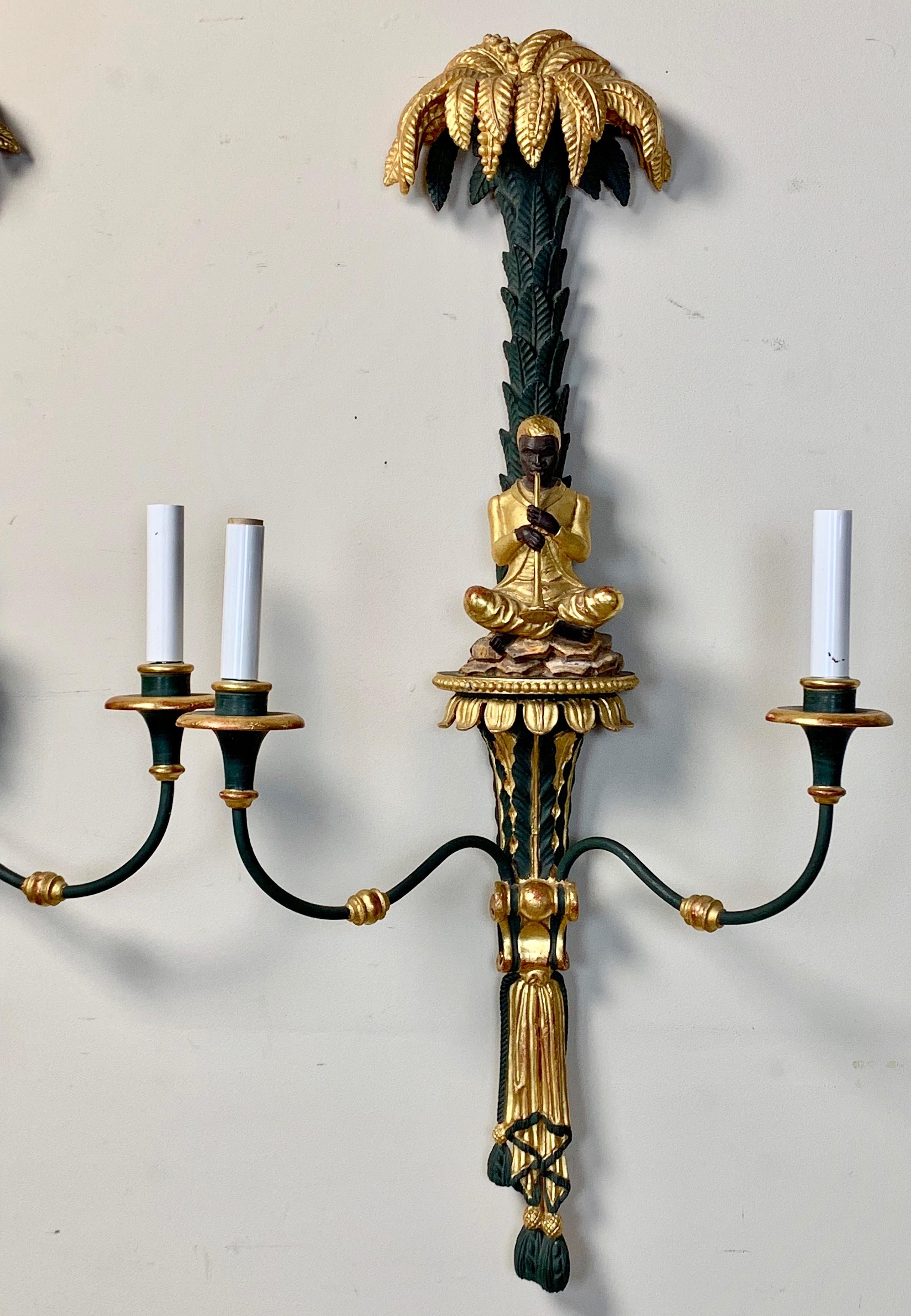 Regency Pair of Chinoiserie Sconces