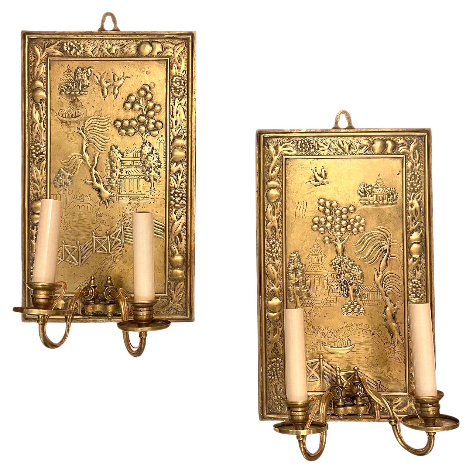Pair of Chinoiserie Sconces For Sale