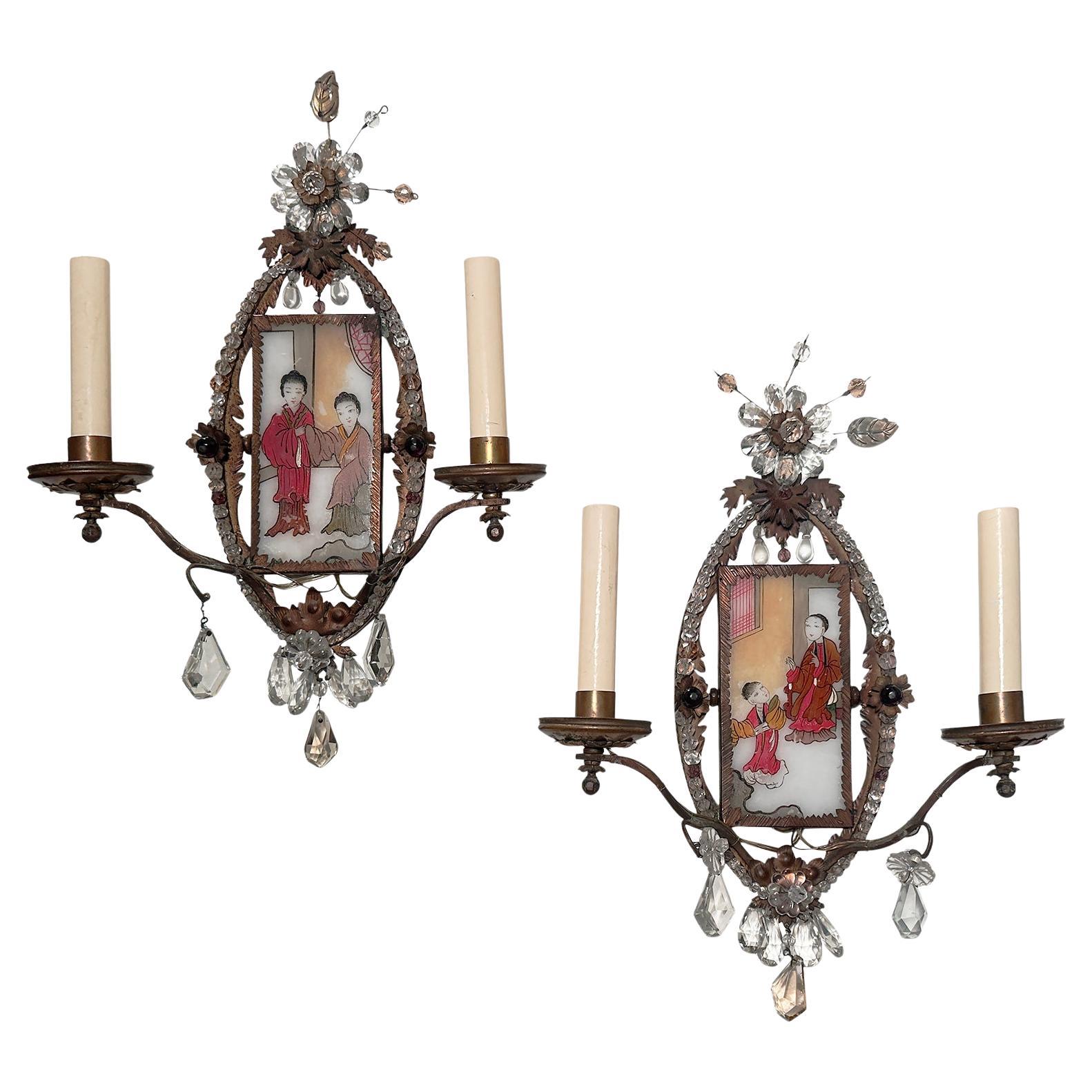 Pair of Chinoiserie Sconces For Sale