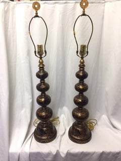 Pair of Chinoiserie Style Lacquered and Painted Lamps