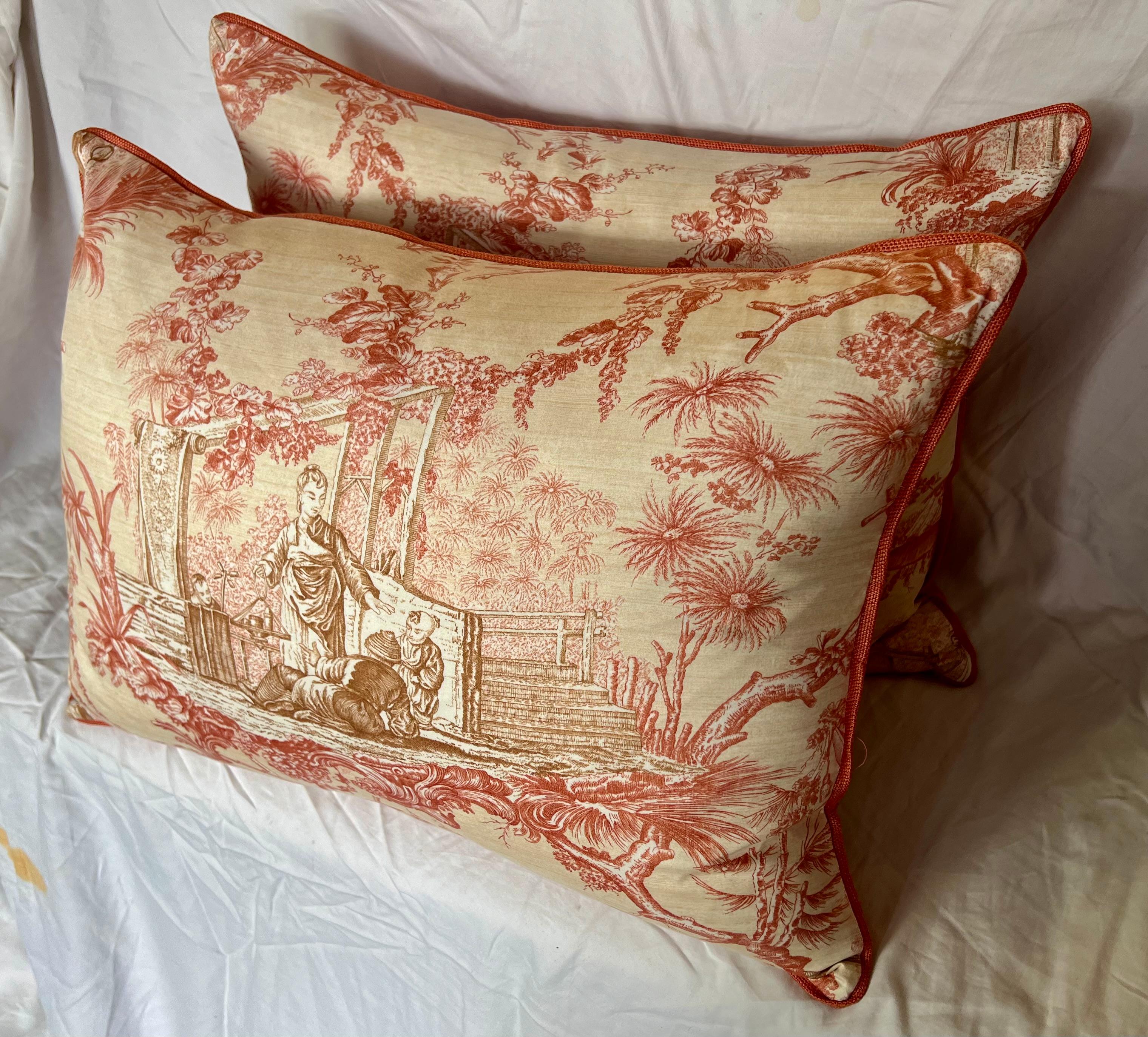 Pair of Chinoiserie Style Pindler & Pindler Textile Pillows For Sale 1