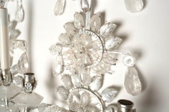 Pair of Chinoiserie Style Silvered Metal Two-Light Rock Crystal Sconces