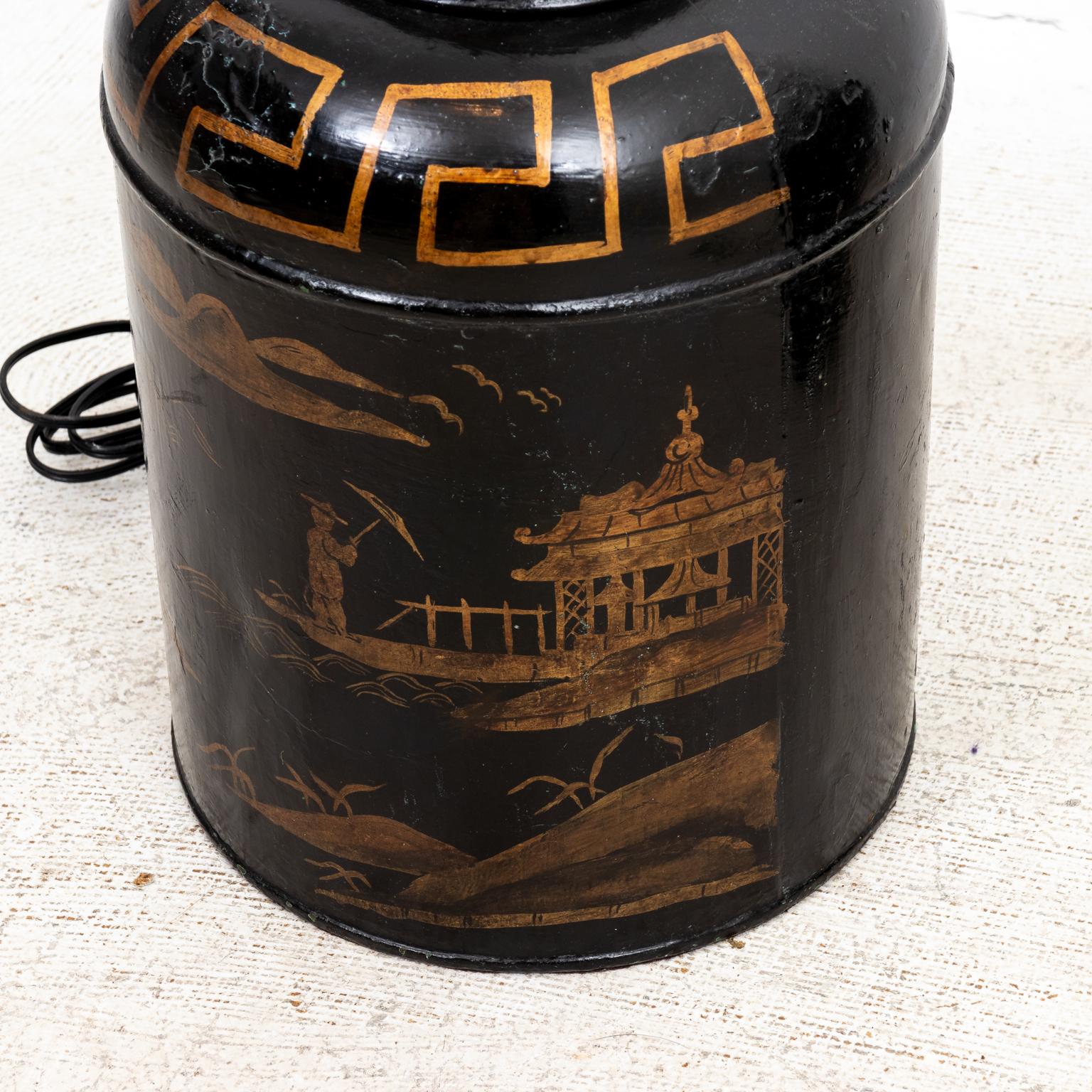Painted Pair of Chinoiserie Style Table Lamps